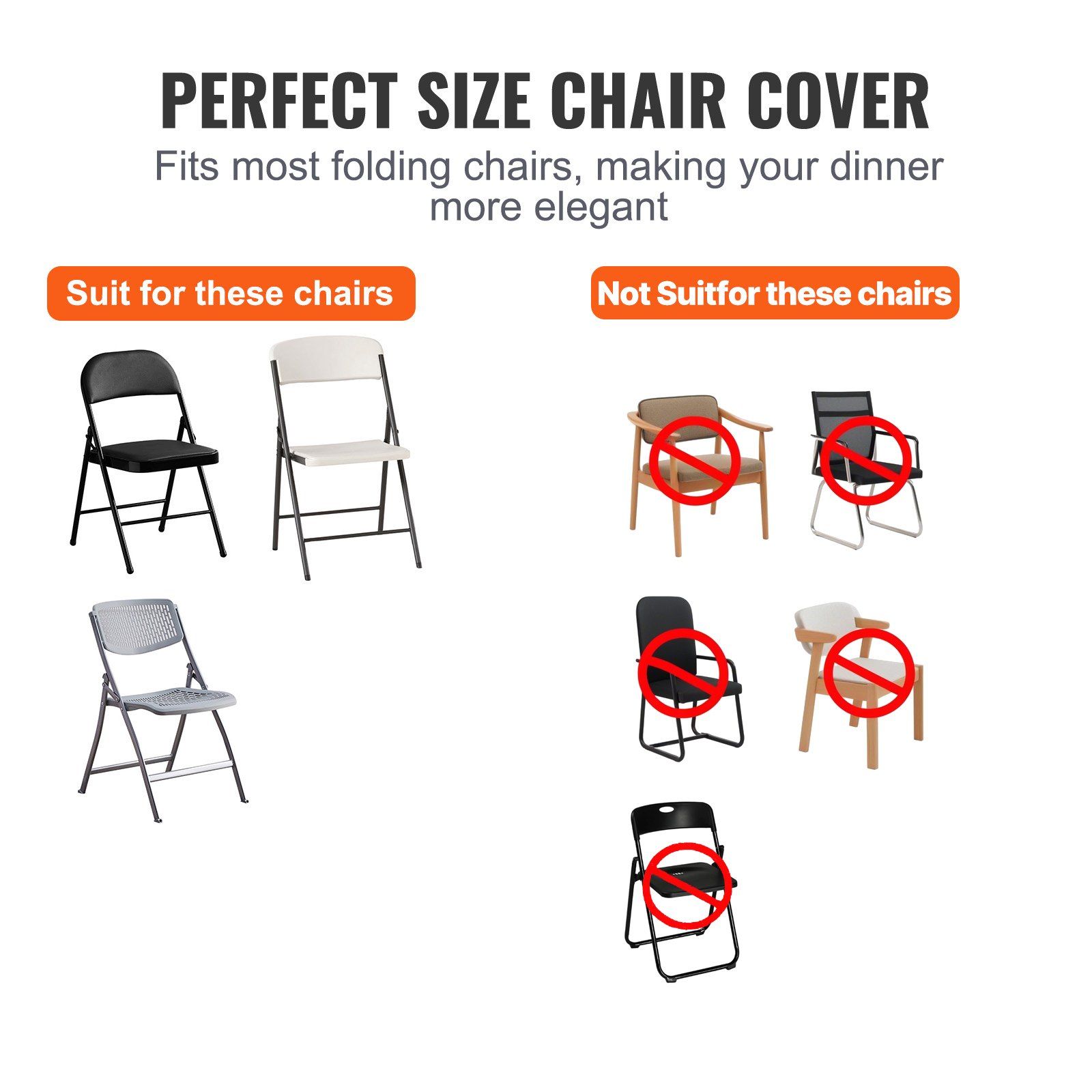 Stretch Spandex Folding Chair Covers, Universal Fitted Chair Cover, Removable Washable Protective Slipcovers, for Wedding, Holiday, Banquet, Party, Celebration, Dining (100PCS Black) - Image 3