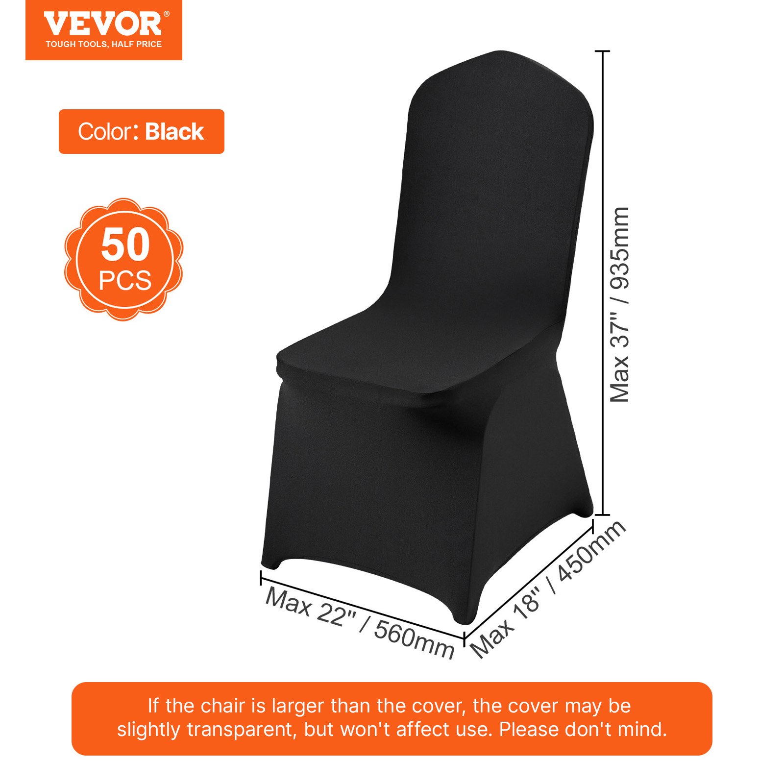 Stretch Spandex Folding Chair Covers, Universal Fitted Chair Cover, Removable Washable Protective Slipcovers, for Wedding, Holiday, Banquet, Party, Celebration, Dining (50PCS Black) - Image 7