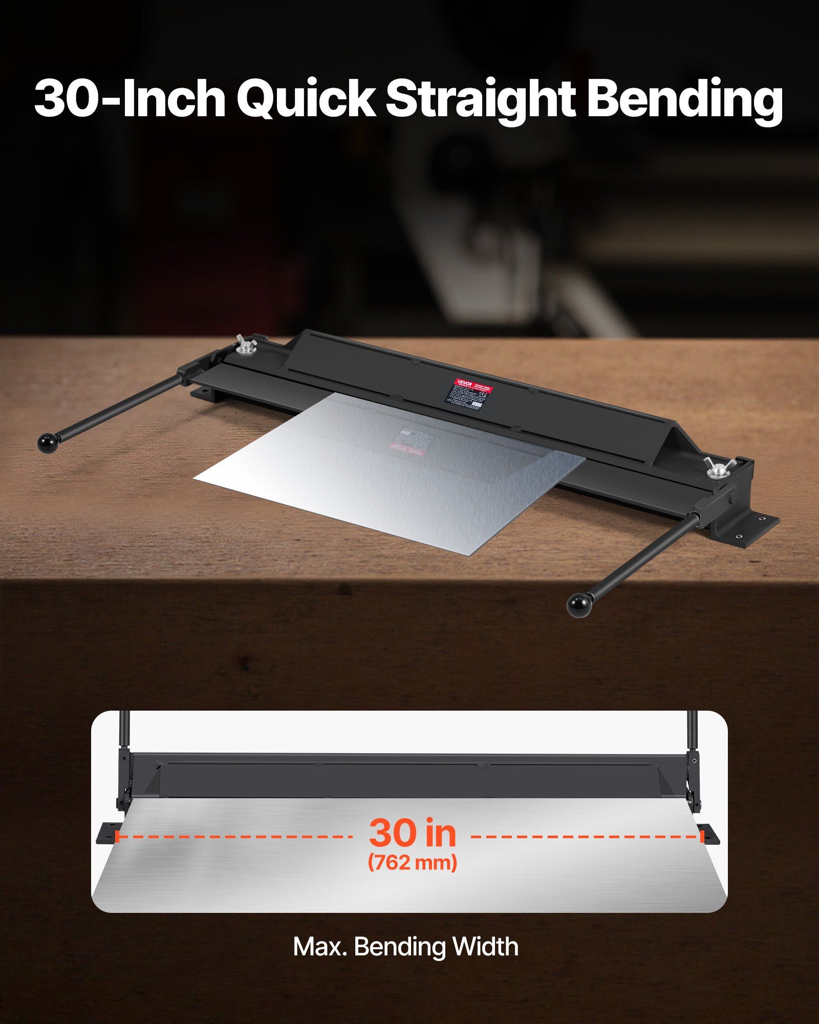 Box and Pan Brake, 762 mm Sheet Metal Bending Brake, 18-Gauge Capacity, 0-135 Degree Adjustable, Metal Bender Machine, No Wobbling, Heavy-Duty Aluminum Folder for Precise Batch Bending - Image 2