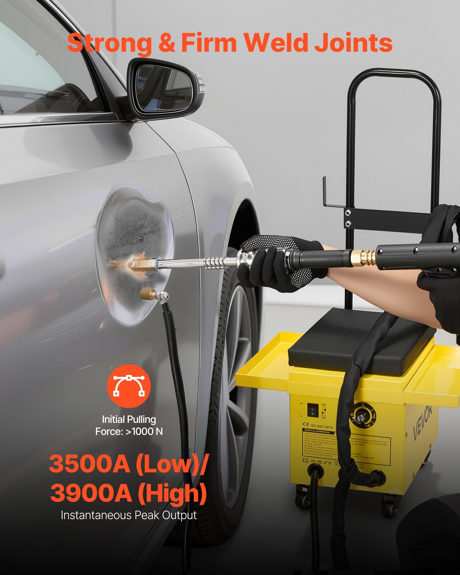 4.5KW Professional Stud Welder Dent Repair Kit with 2 Welding Guns & 6 Modes, All in One Dent Repair Workstation with Extended Handle, Padded Seat and Accessory Tray - Image 2