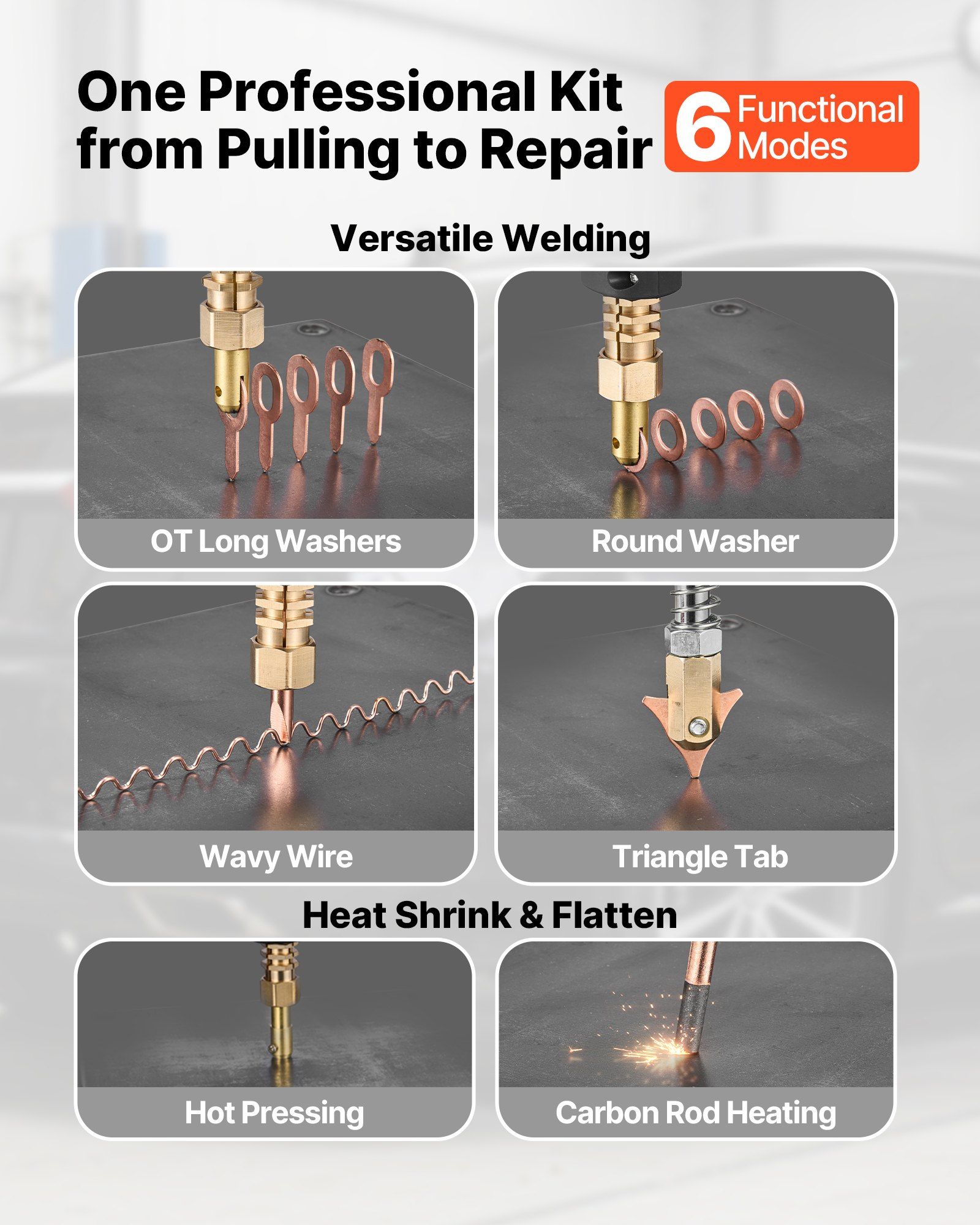 4.5KW Professional Stud Welder Dent Repair Kit with 2 Welding Guns & 6 Modes, All in One Dent Repair Workstation with Extended Handle, Padded Seat and Accessory Tray - Image 3