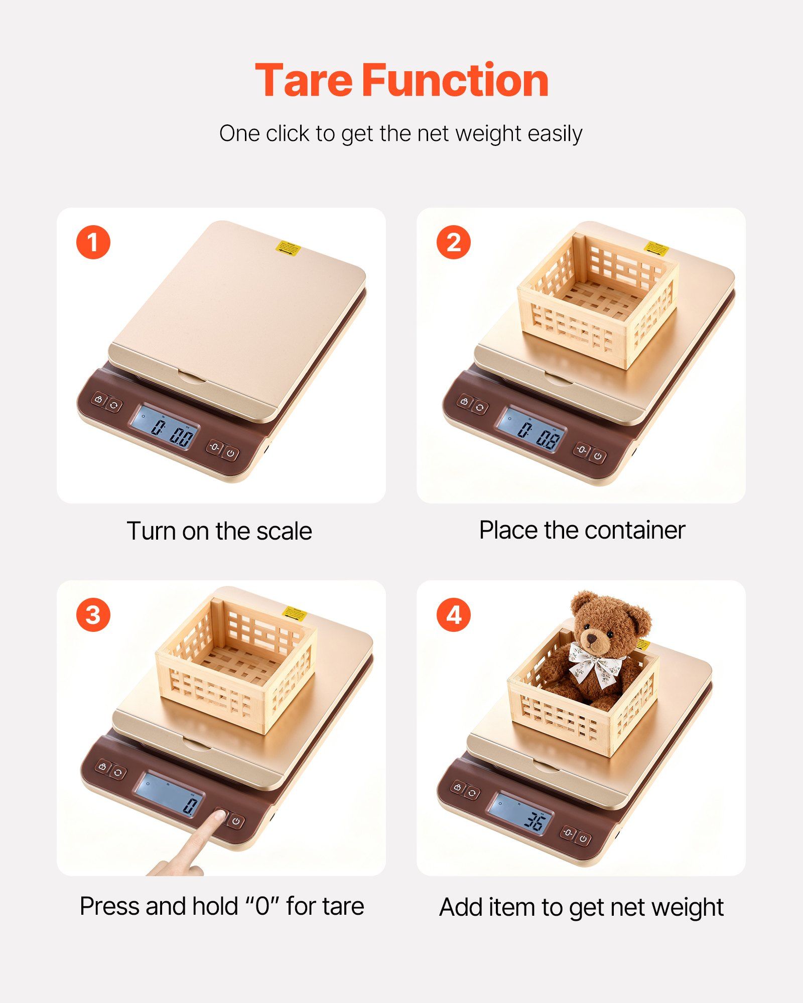 Digital Shipping Postal Scale, 2 g High Accuracy, 40 kg Postal Scale with Hold/Tare/Auto-off Function, Flip Holder Design & Easy Calibration, Fit for Home and Office Use, Battery Included - Image 4