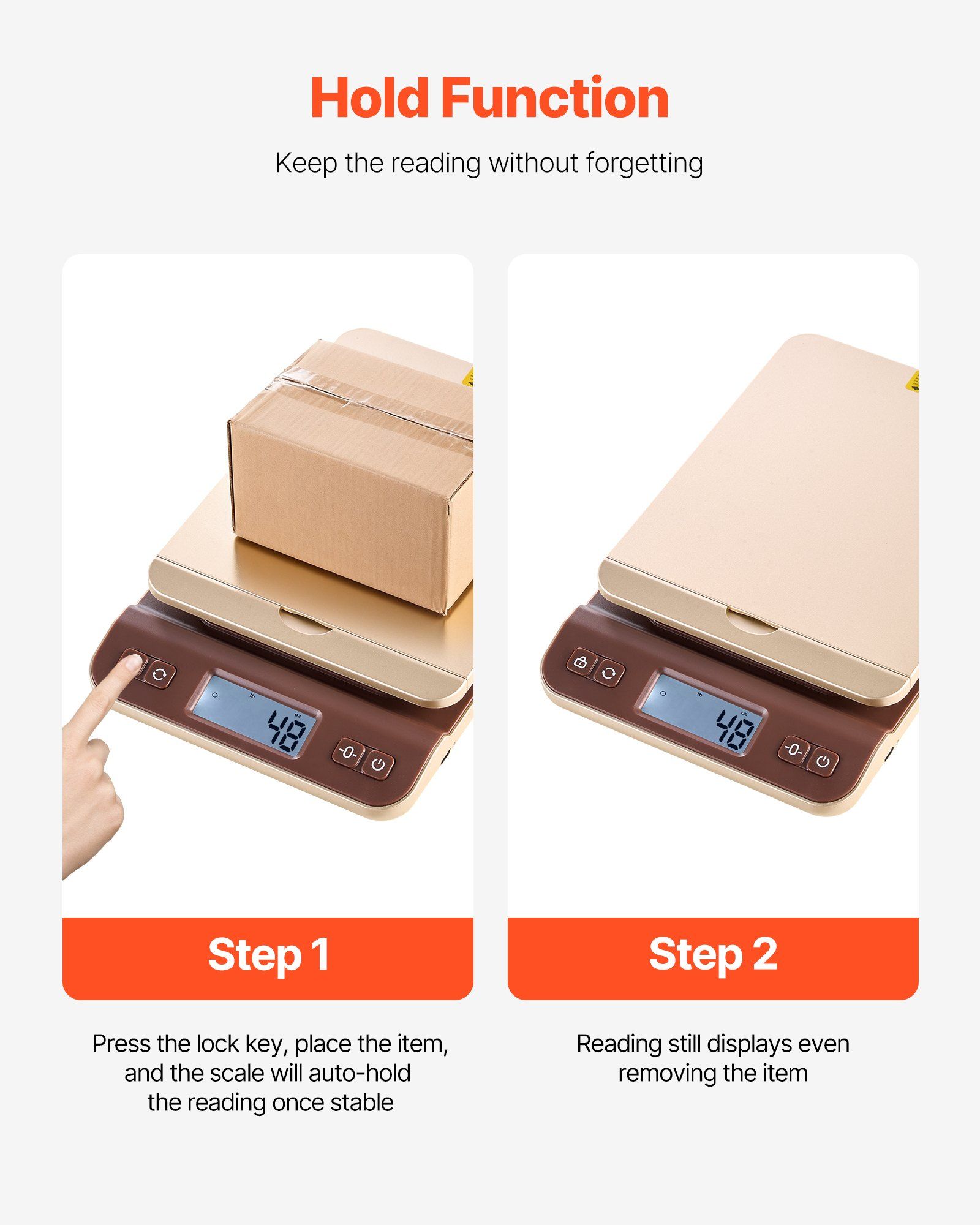 Digital Shipping Postal Scale, 2 g High Accuracy, 40 kg Postal Scale with Hold/Tare/Auto-off Function, Flip Holder Design & Easy Calibration, Fit for Home and Office Use, Battery Included - Image 5