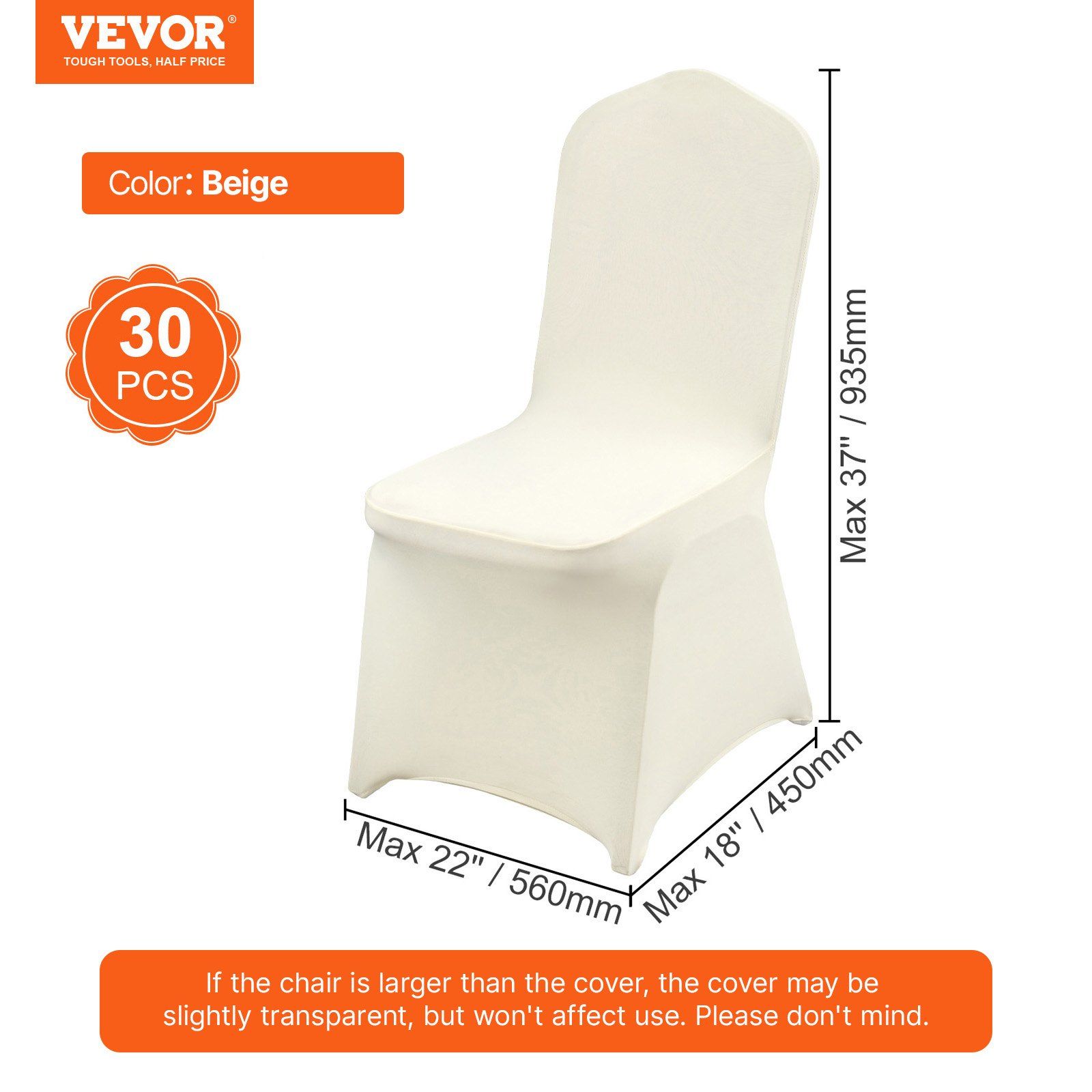Stretch Spandex Folding Chair Covers, Universal Fitted Chair Cover, Removable Washable Protective Slipcovers, for Wedding, Holiday, Banquet, Party, Celebration, Dining (30PCS Beige) - Image 7