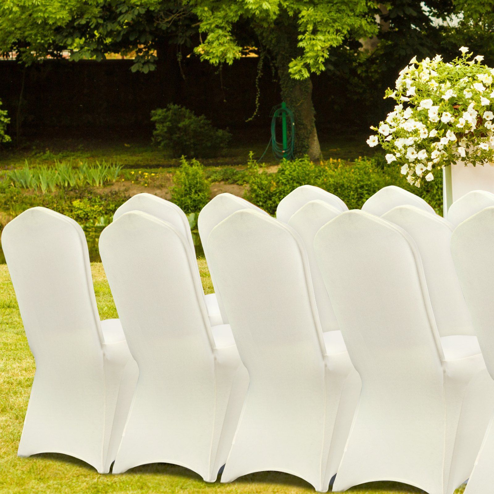 Stretch Spandex Folding Chair Covers, Universal Fitted Chair Cover, Removable Washable Protective Slipcovers, for Wedding, Holiday, Banquet, Party, Celebration, Dining (50PCS Beige) - Image 8