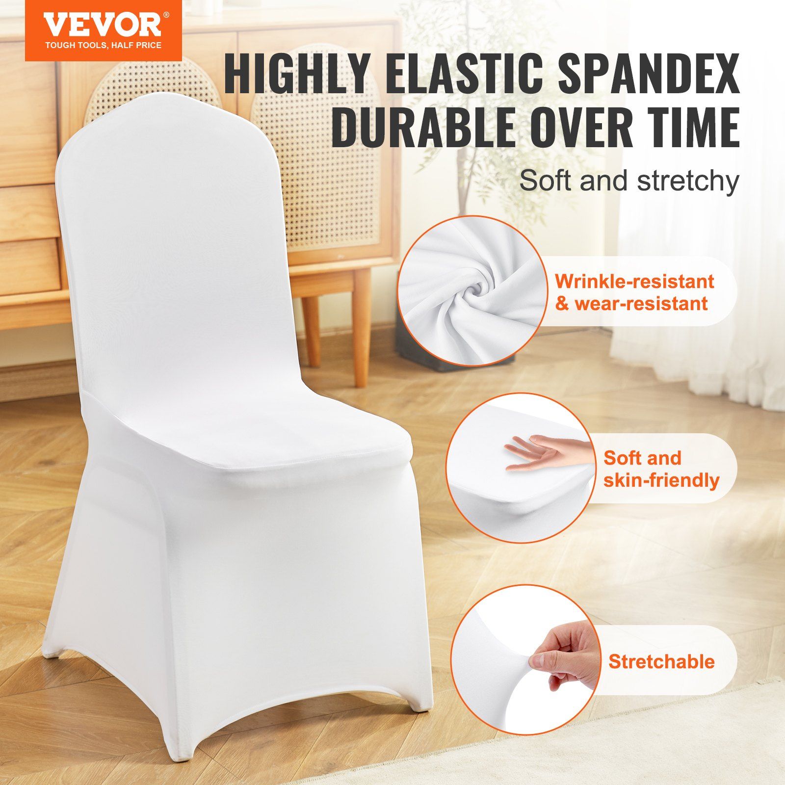 Stretch Spandex Folding Chair Covers, Universal Fitted Chair Cover, Removable Washable Protective Slipcovers, for Wedding, Holiday, Banquet, Party, Celebration, Dining (12PCS White) - Image 2