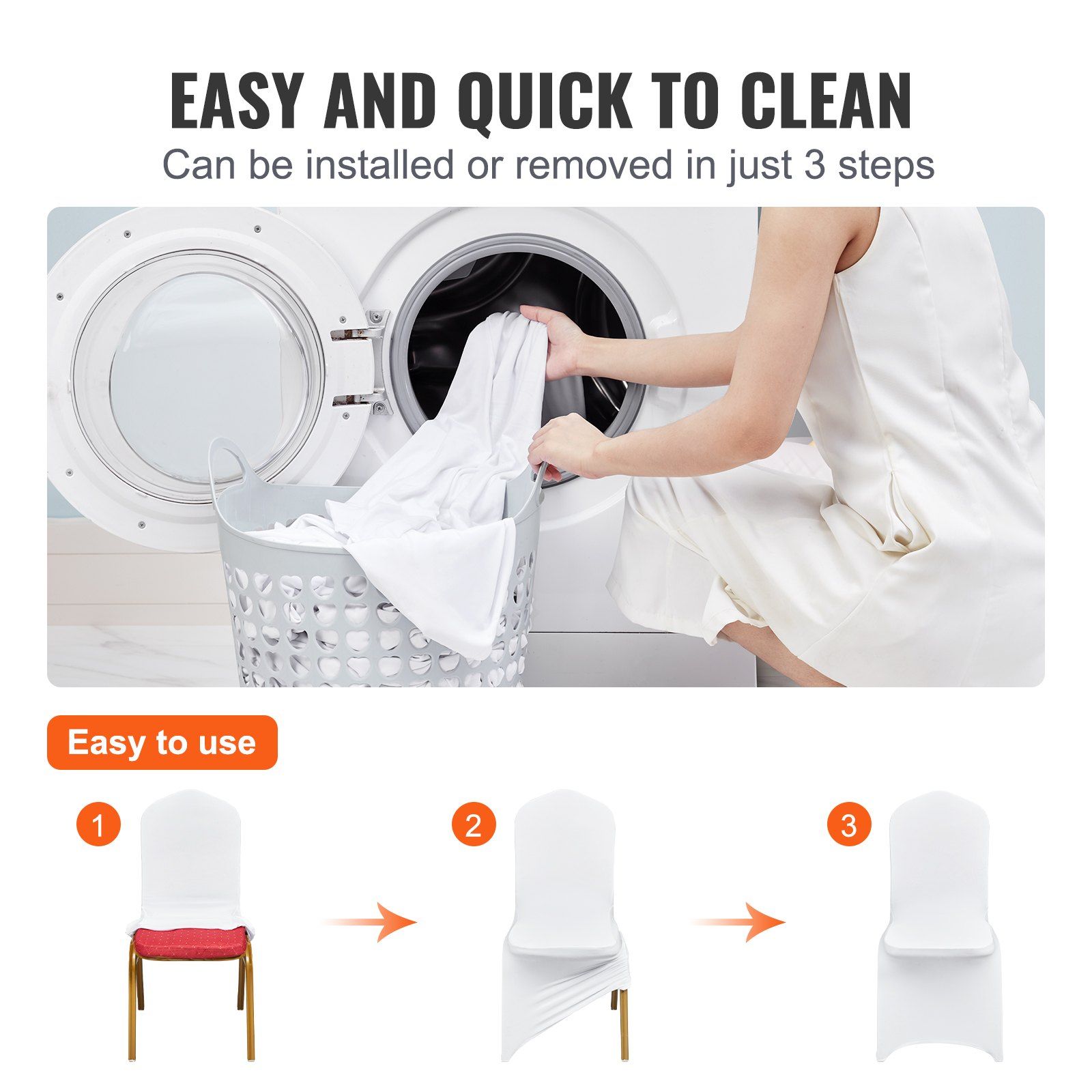 Stretch Spandex Folding Chair Covers, Universal Fitted Chair Cover, Removable Washable Protective Slipcovers, for Wedding, Holiday, Banquet, Party, Celebration, Dining (12PCS White) - Image 4