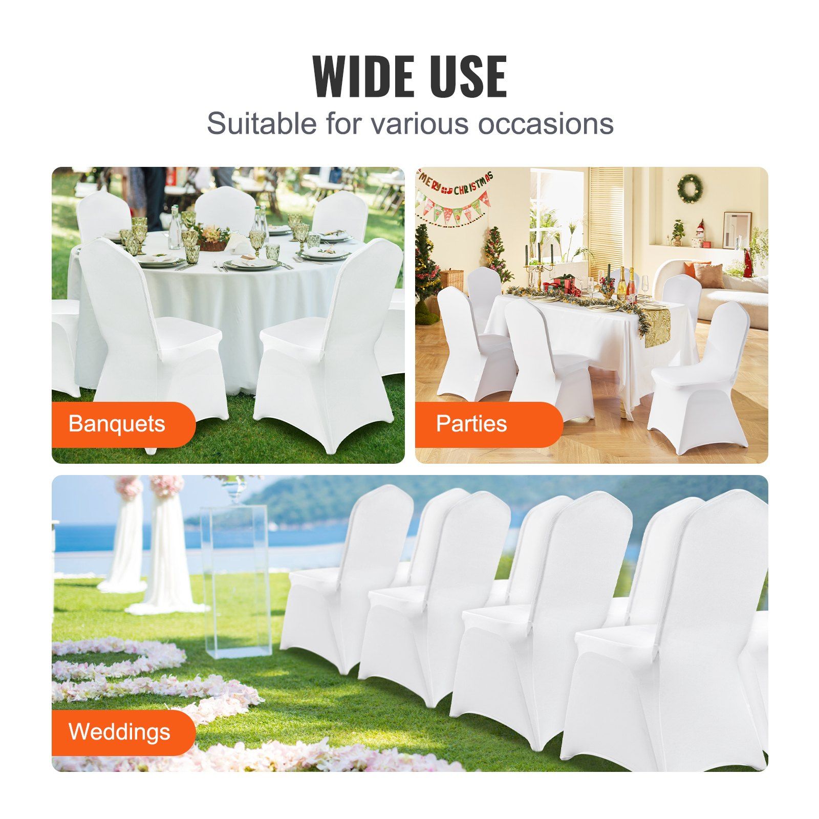 Stretch Spandex Folding Chair Covers, Universal Fitted Chair Cover, Removable Washable Protective Slipcovers, for Wedding, Holiday, Banquet, Party, Celebration, Dining (12PCS White) - Image 6