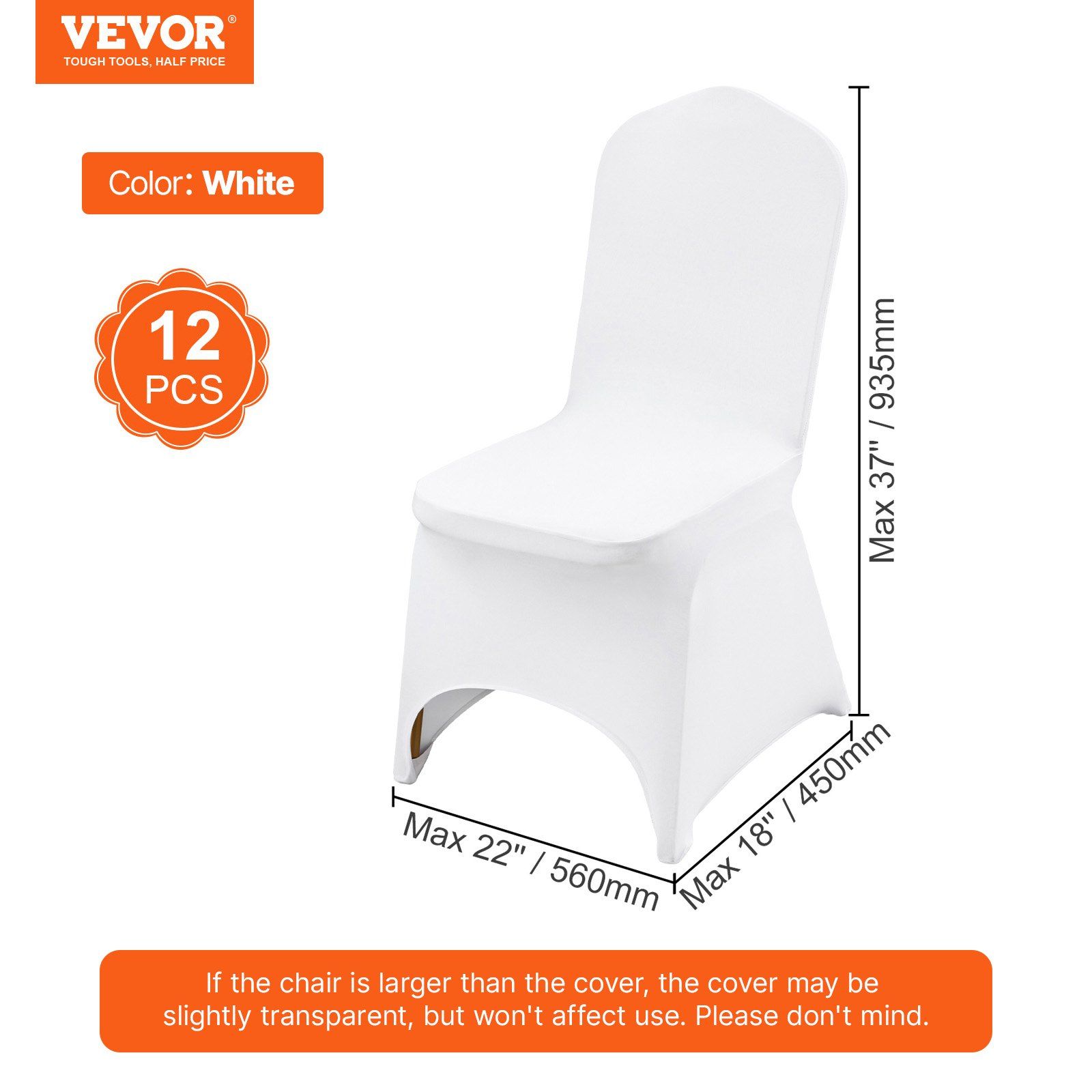 Stretch Spandex Folding Chair Covers, Universal Fitted Chair Cover, Removable Washable Protective Slipcovers, for Wedding, Holiday, Banquet, Party, Celebration, Dining (12PCS White) - Image 7