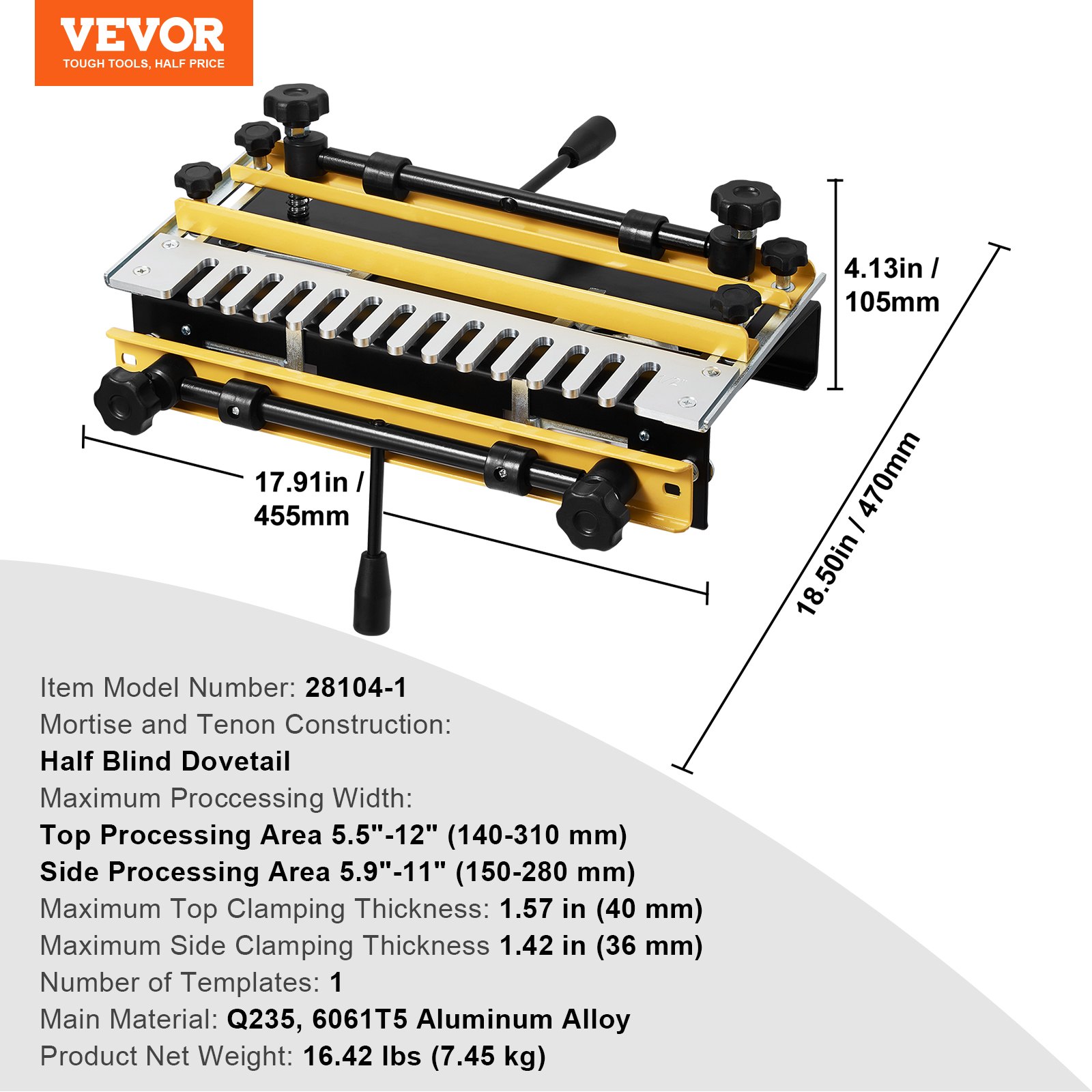 Dovetail Jig, 310 mm Width, Dove Tailing Router Jigs with Router Bit & 1/2” Template, Precise Alignment Dove Tail Jig, Mortise and Tenon Jig Woodworking Tools for Furniture & Wood Cabinet Making - Image 7