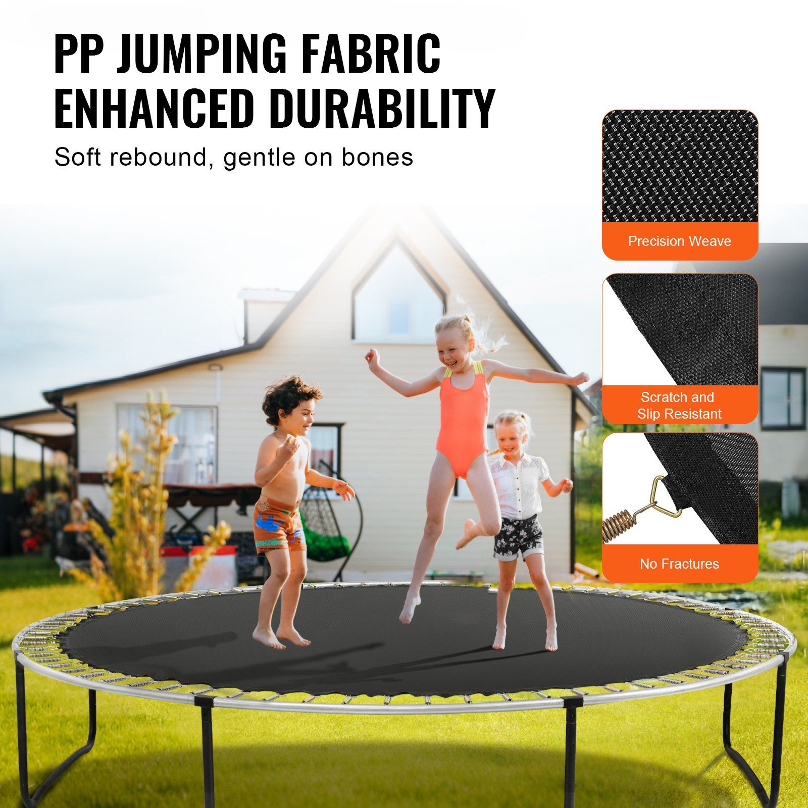 Replacement Trampoline Mat, Jumping Mat Fits 15ft Frame, Universal Jumping Mat for 15ft Round Trampoline, Reinforce UV-Resistant Mat with Spring Tool & Durable V-Rings, Fit 7