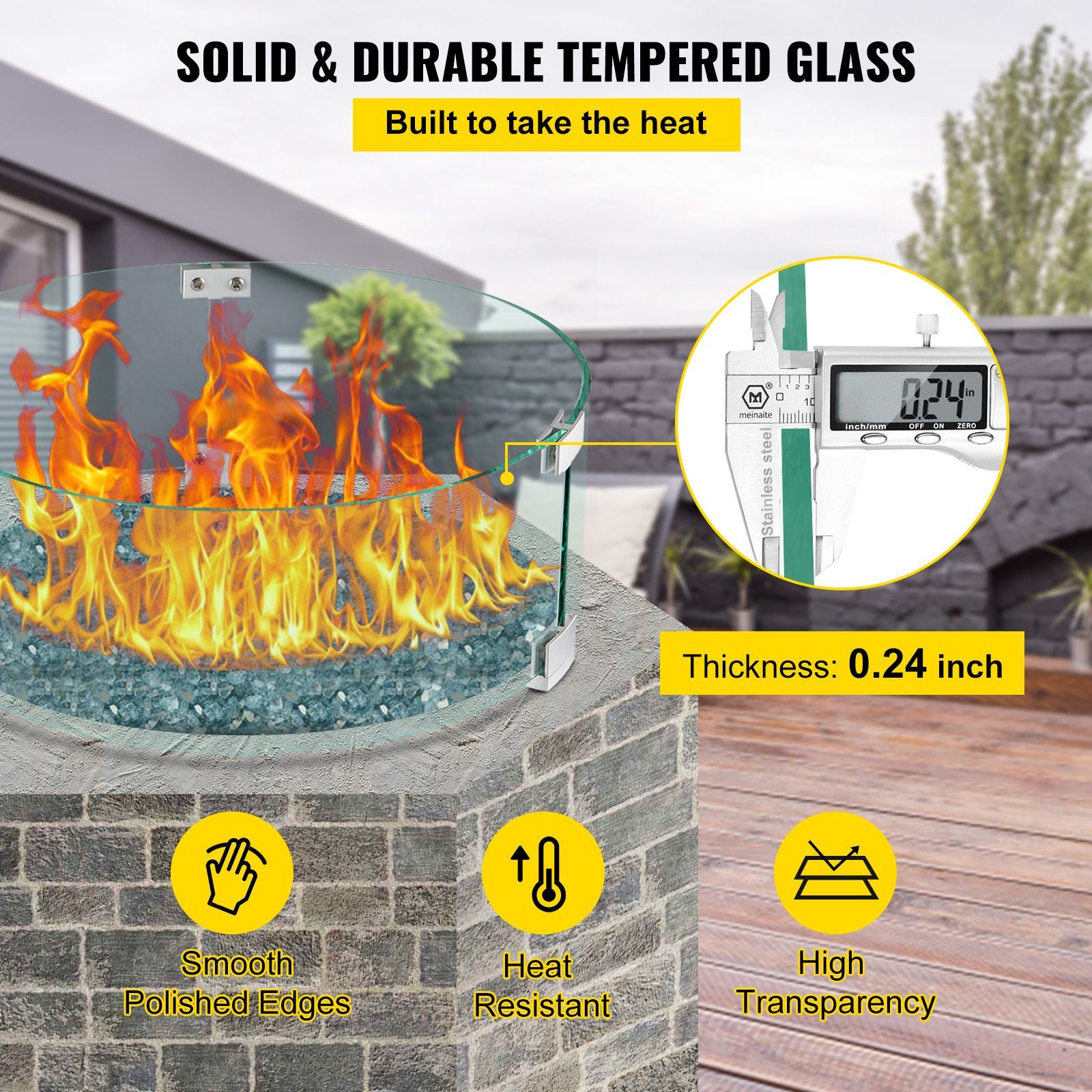 Fire Pit Wind Guard Tempered Glass Flame Guard 17x17x6 In 1/4-In Thick - Image 3