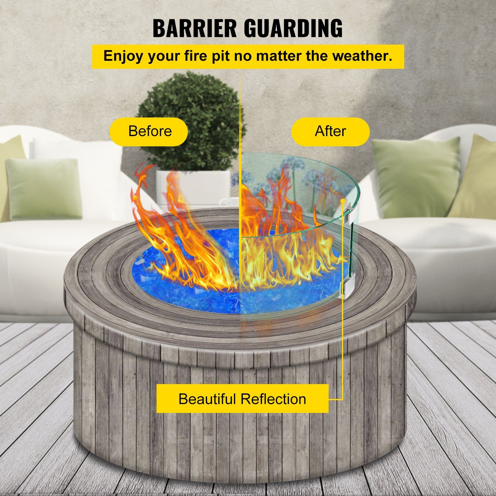 Fire Pit Wind Guard Tempered Glass Flame Guard 17x17x6 In 1/4-In Thick - Image 4