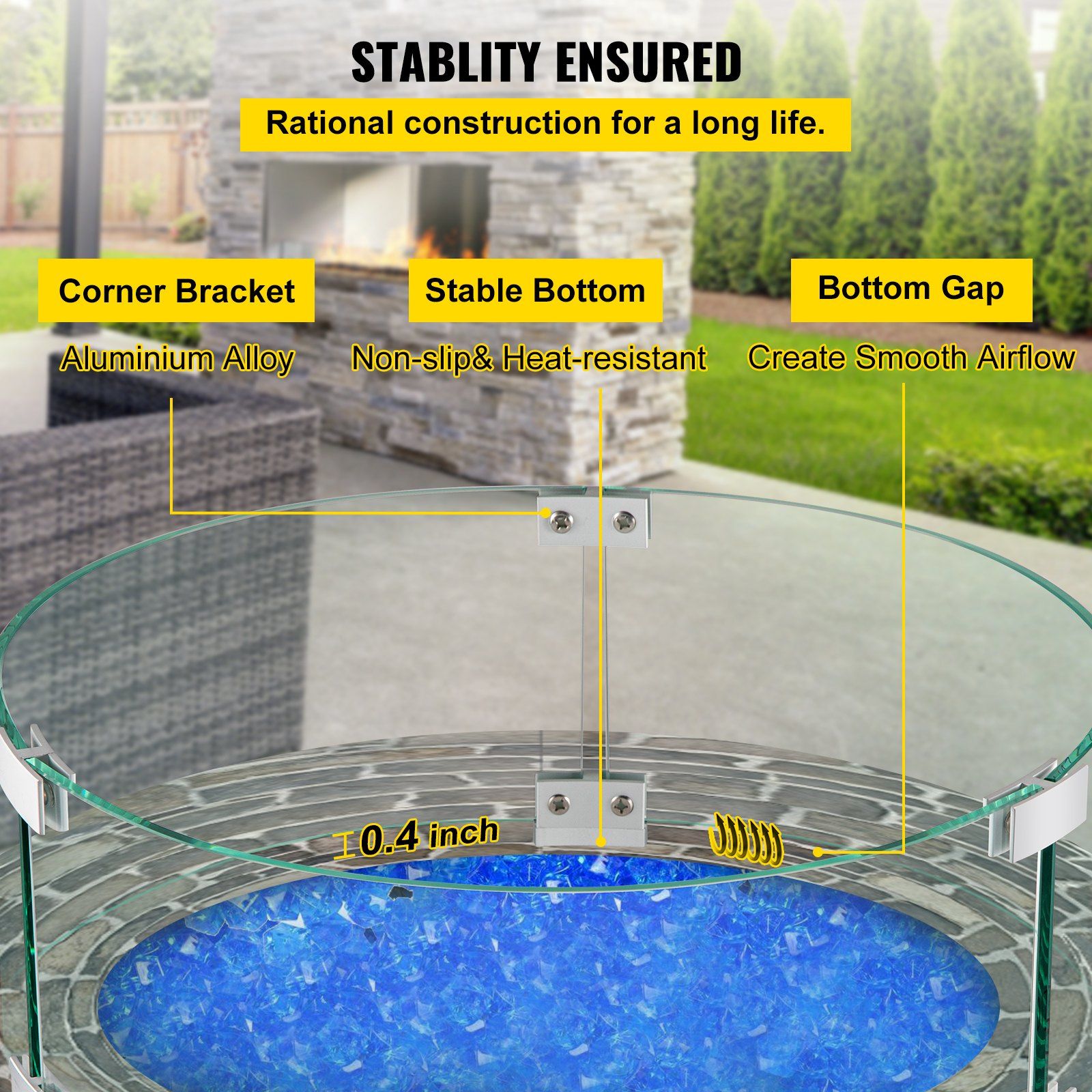 Fire Pit Wind Guard Tempered Glass Flame Guard 17x17x6 In 1/4-In Thick - Image 5