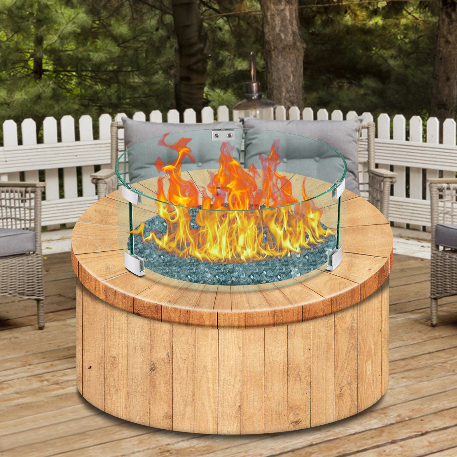Fire Pit Wind Guard Tempered Glass Flame Guard 17x17x6 In 1/4-In Thick - Image 8