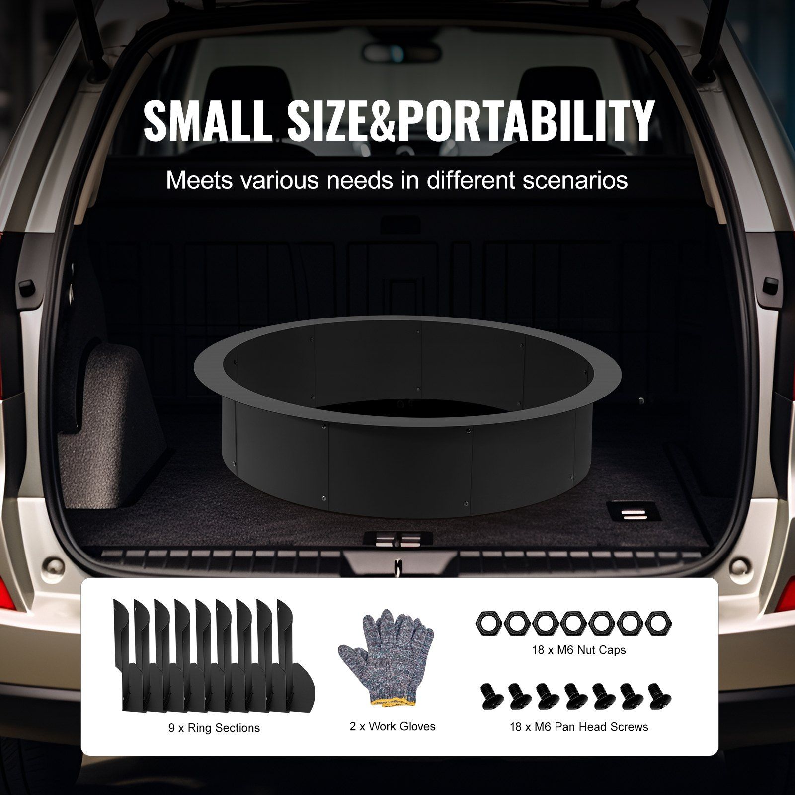 Fire Pit Ring, 44-Inch Outer/39-Inch Inner Diameter, 10inch Height 2.5mm Thick Fire Pit Insert, Heavy Duty Carbon Steel Liner DIY Campfire Ring above or In-Ground, for Outdoor Camping, Bonfires - Image 6