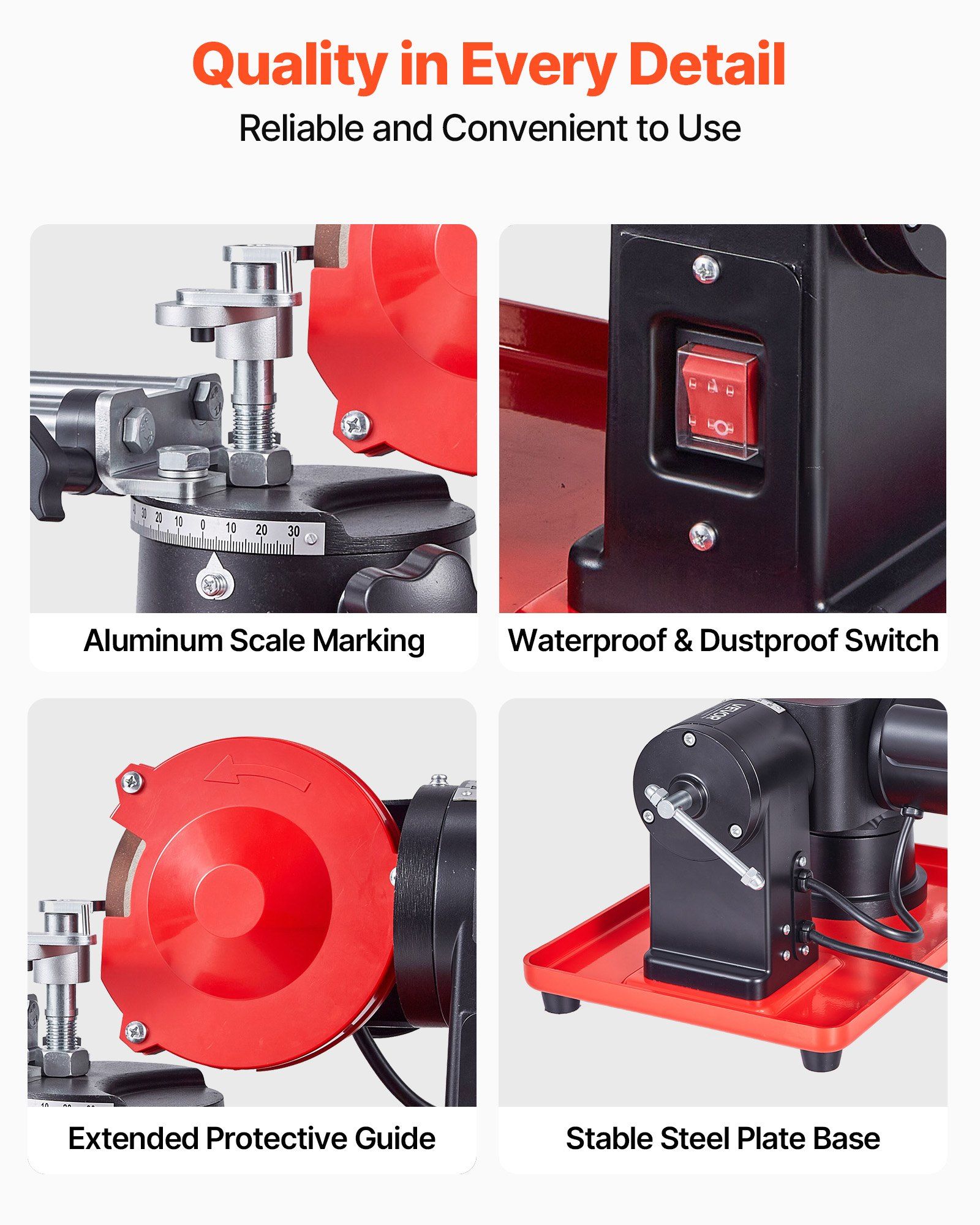 Circular Saw Blade Sharpener, 370W 2890RPM Rotary Angle Mill Grinder Sharpening Machine with 125mm Grinding Wheel & 6 Saw Centerings - Fits Φ80mm to Φ700mm Circular Saw Blades - Image 6