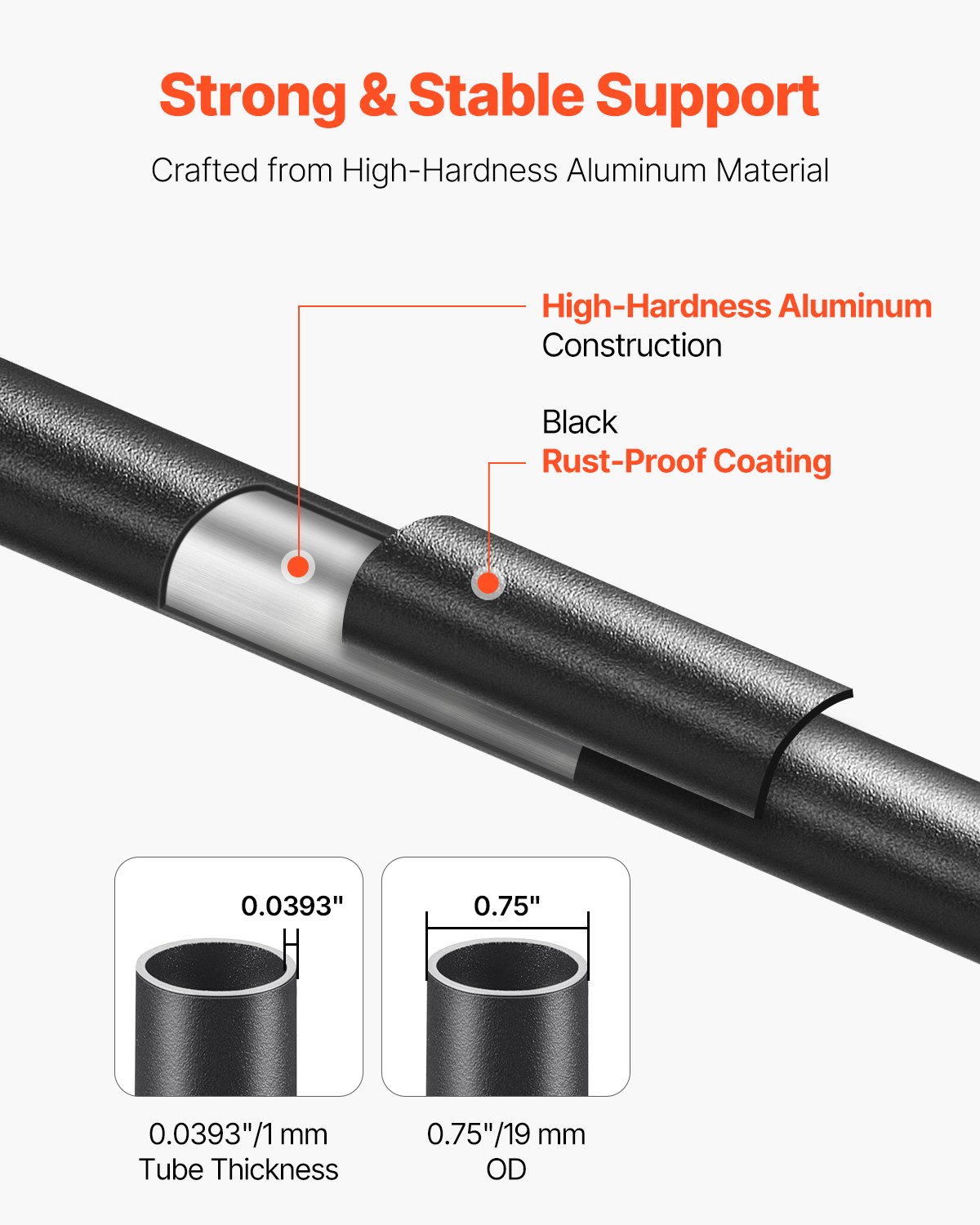 Staircase Balusters 51 Pack, 813 mm Aluminum Stair Balusters, 19 mm Water-Proof Round Metal Spindle Railing, Hollow Deck Railing with Rail Caps & Screws for Stairs, Porch, Patio, Matte Black - Image 3