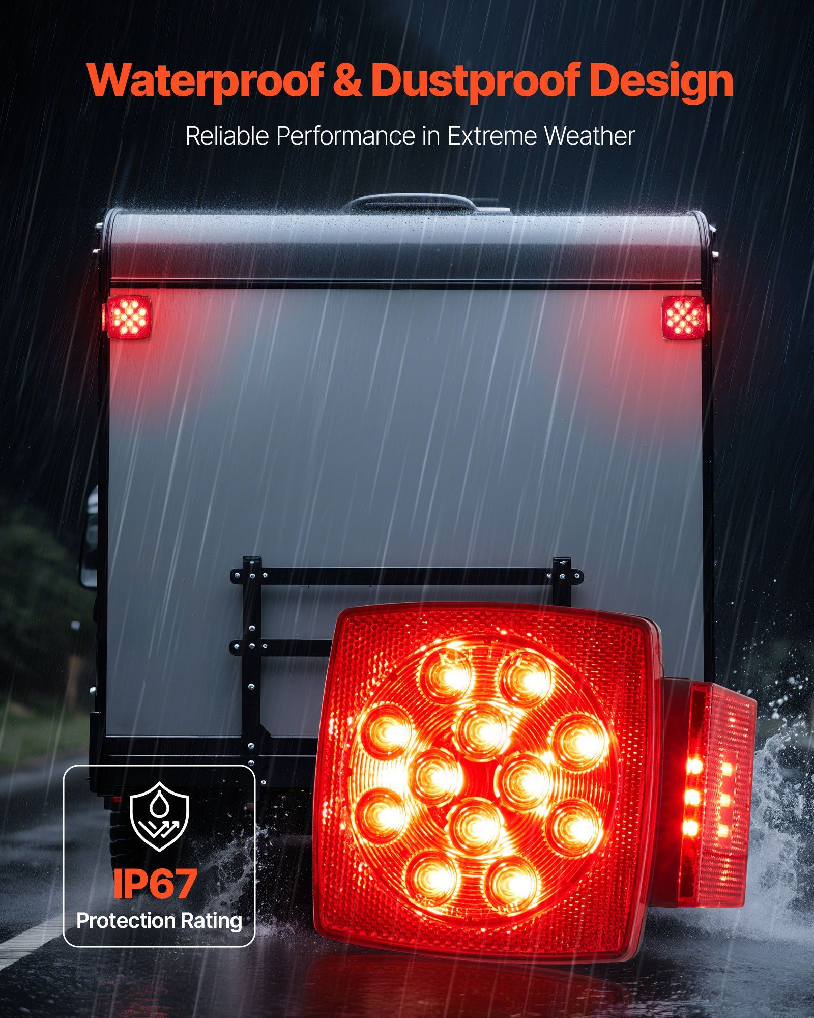 Trailer Lights, LED Trailer Tail Lights Kit with Stop Brake Turn Tail License Plate Clearance Lamp, Waterproof Tow Lighting Kit with Wiring Harness for Boat Truck Camper RV Snowmobile Caravan - Image 4