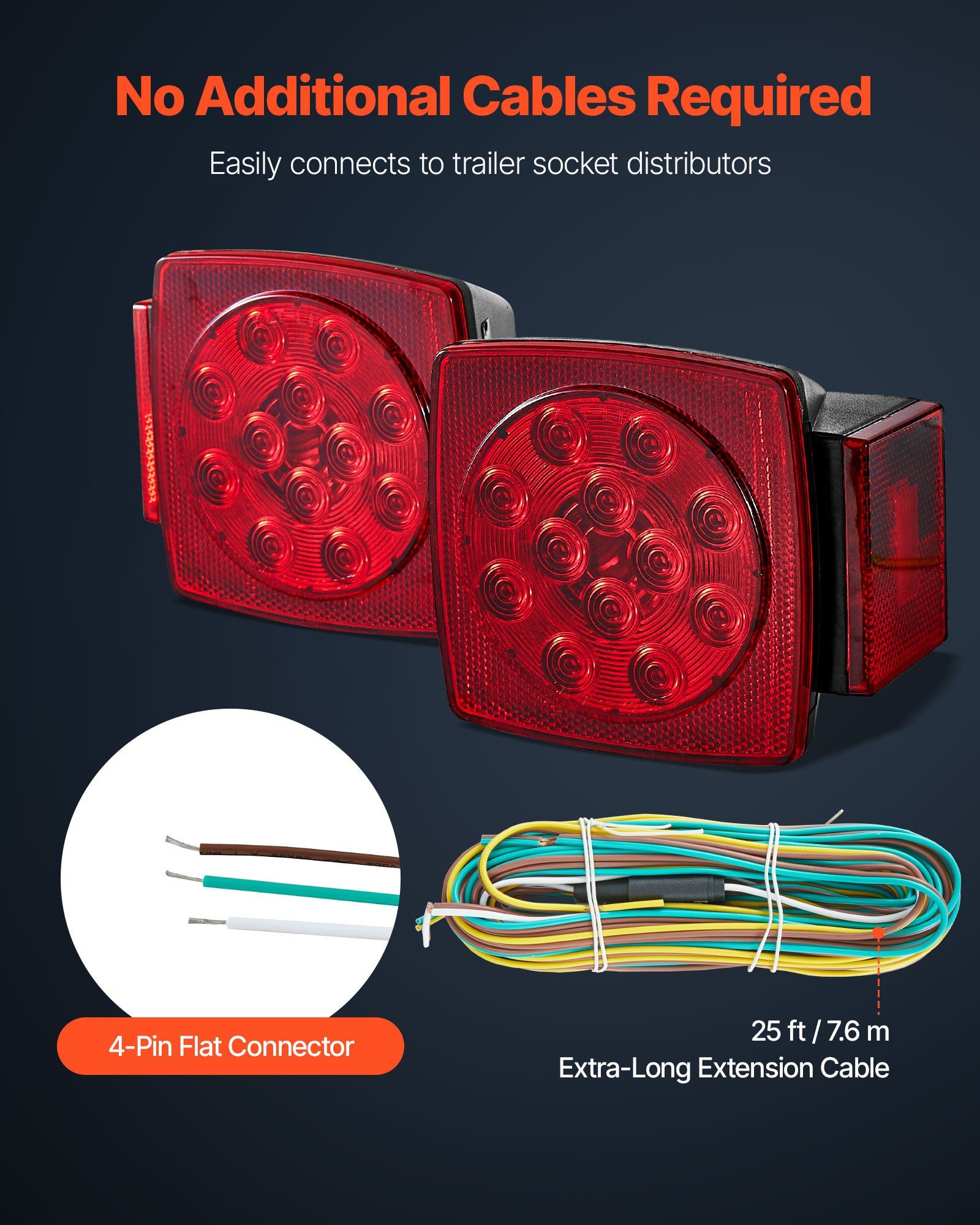 Trailer Lights, LED Trailer Tail Lights Kit with Stop Brake Turn Tail License Plate Clearance Lamp, Waterproof Tow Lighting Kit with Wiring Harness for Boat Truck Camper RV Snowmobile Caravan - Image 5