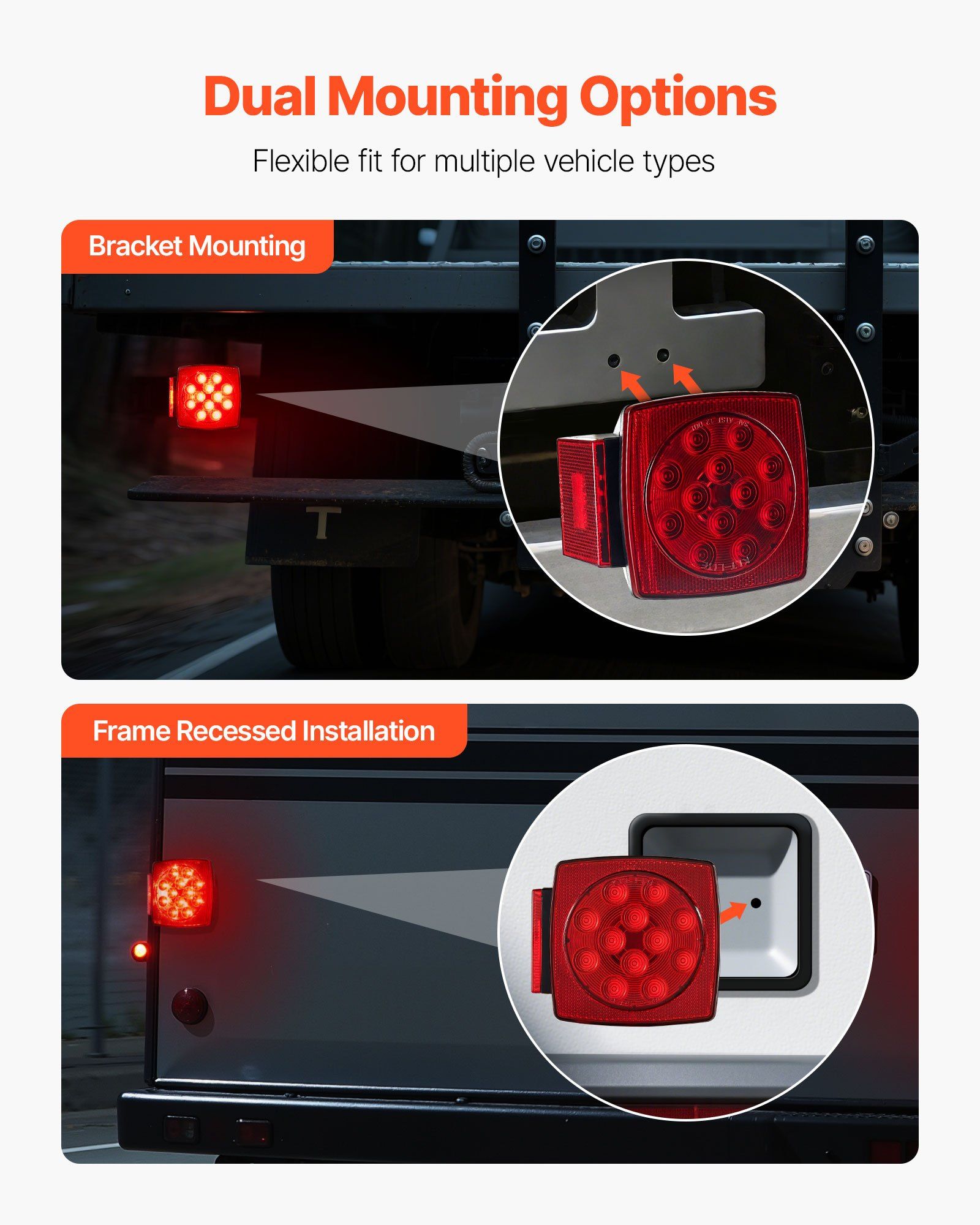 Trailer Lights, LED Trailer Tail Lights Kit with Stop Brake Turn Tail License Plate Clearance Lamp, Waterproof Tow Lighting Kit with Wiring Harness for Boat Truck Camper RV Snowmobile Caravan - Image 6