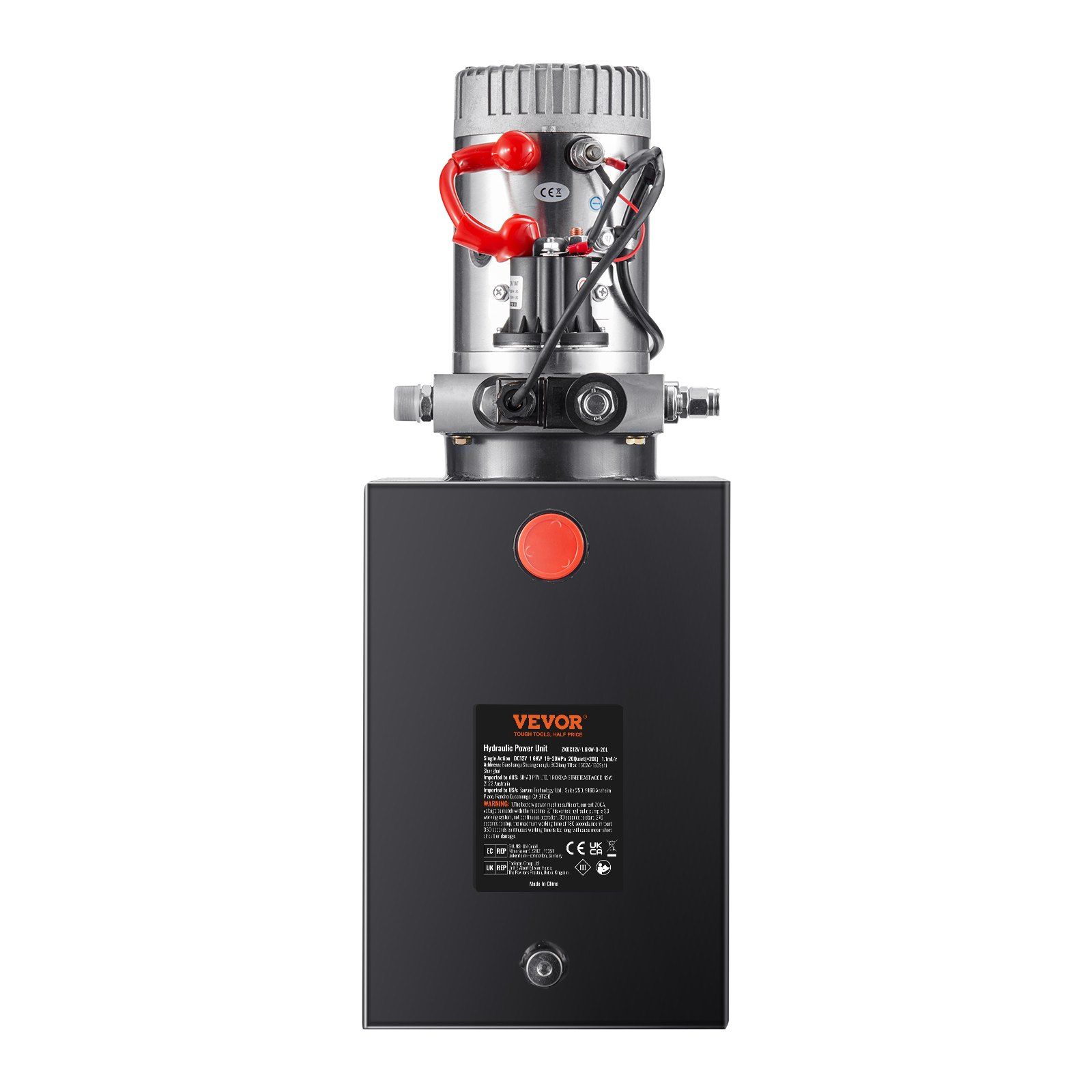 Hydraulic Pump, 20 Quart Hydraulic Power Unit, Single Acting Dump Trailer Pump, 0.91 GPM Flow Rate, 3200 PSI Max Relief Pressure, DC 12V Hydraulic Pump for Dump Trailer Car Lifting - Image 1