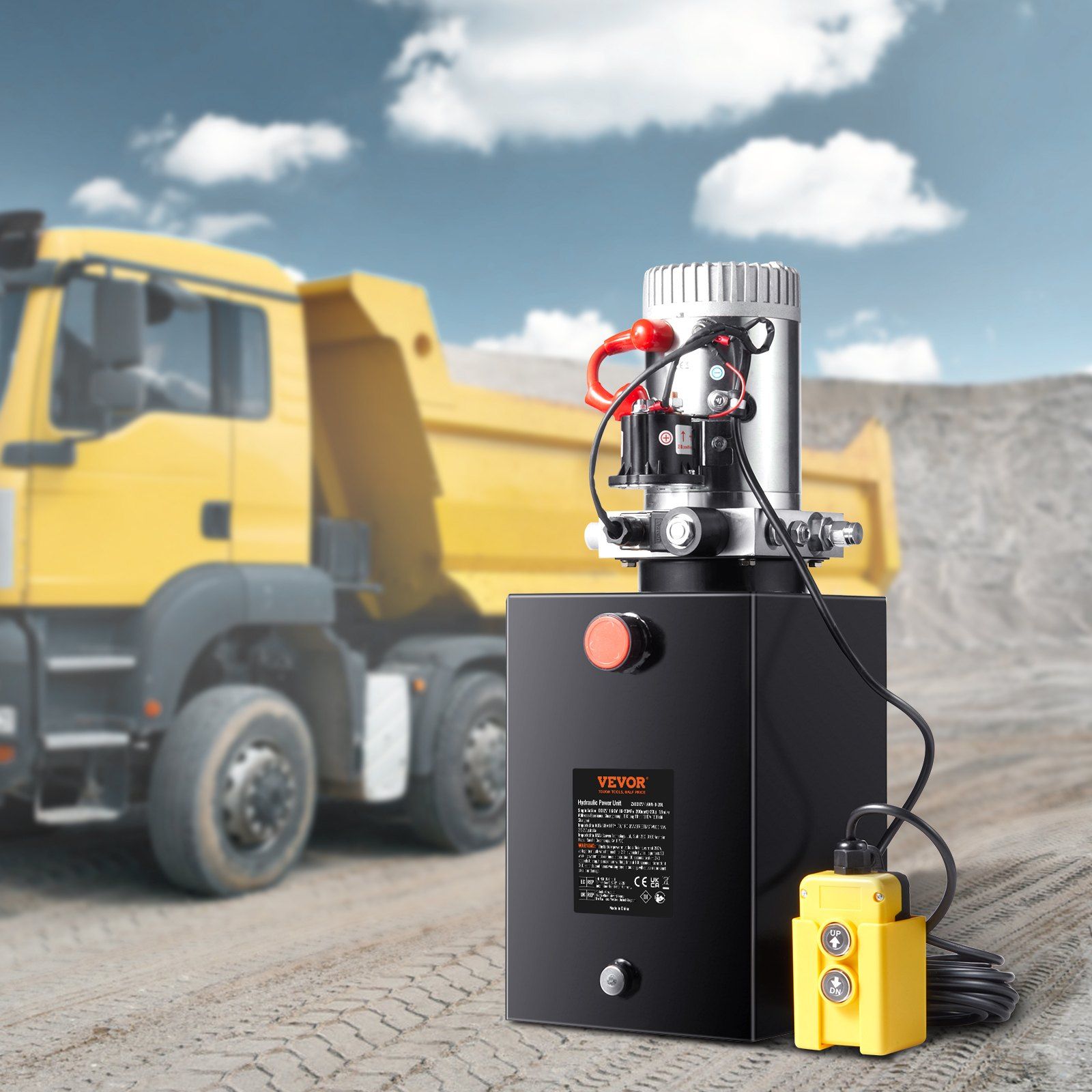 Hydraulic Pump, 20 Quart Hydraulic Power Unit, Single Acting Dump Trailer Pump, 0.91 GPM Flow Rate, 3200 PSI Max Relief Pressure, DC 12V Hydraulic Pump for Dump Trailer Car Lifting - Image 8