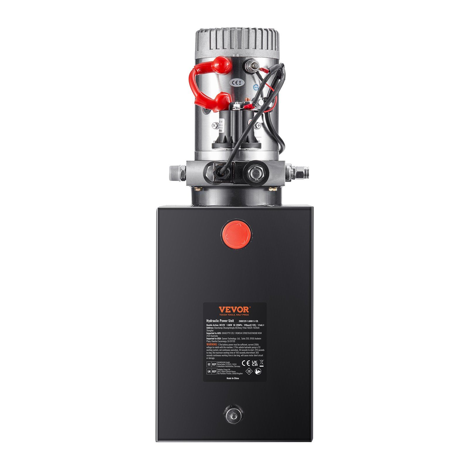 Hydraulic Pump, 12 Quart Hydraulic Power Unit, Single Acting Dump Trailer Pump, 0.91 GPM Flow Rate, 3200 PSI Max Relief Pressure, DC 12V Hydraulic Pump for Dump Trailer Car Lifting - Image 1