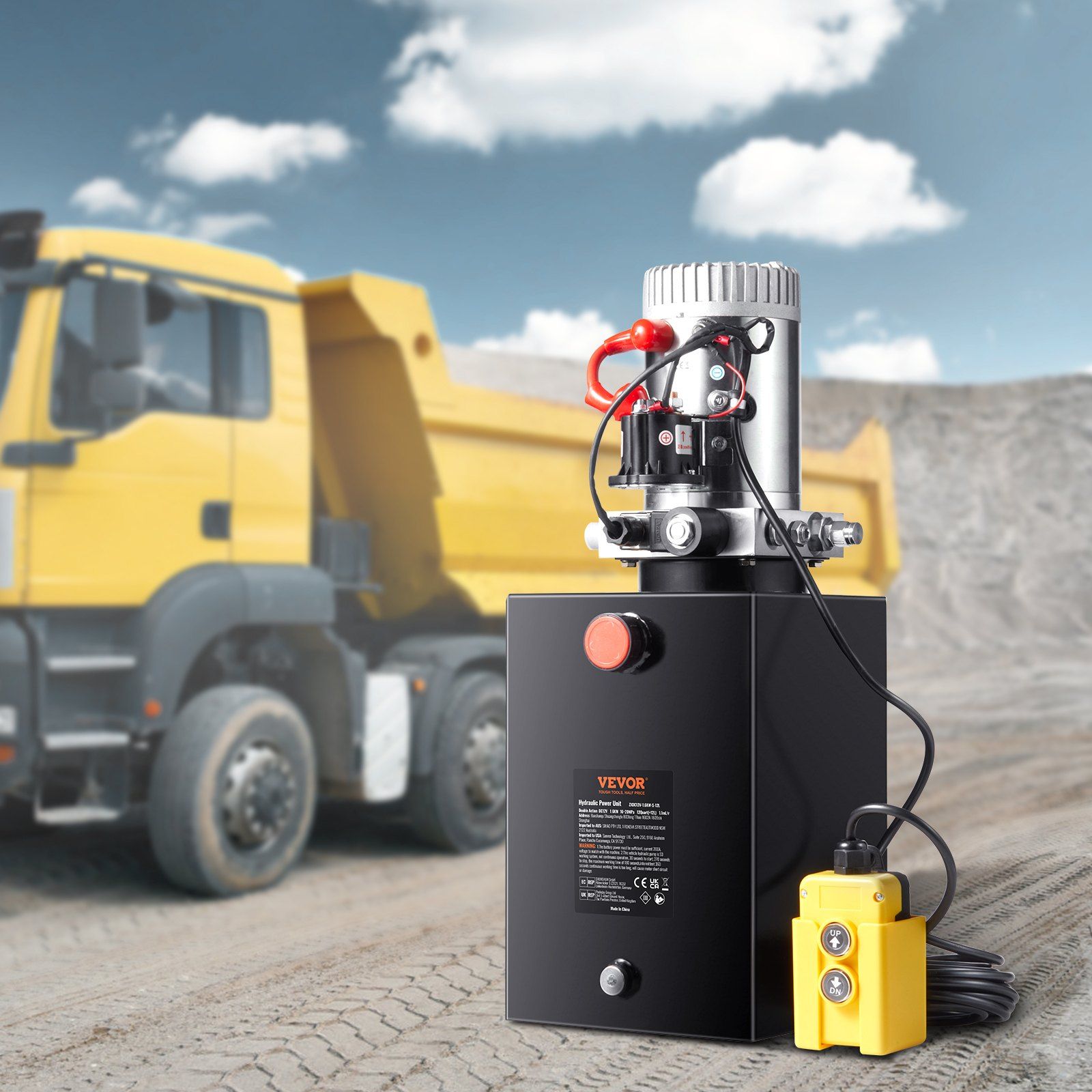 Hydraulic Pump, 12 Quart Hydraulic Power Unit, Single Acting Dump Trailer Pump, 0.91 GPM Flow Rate, 3200 PSI Max Relief Pressure, DC 12V Hydraulic Pump for Dump Trailer Car Lifting - Image 8