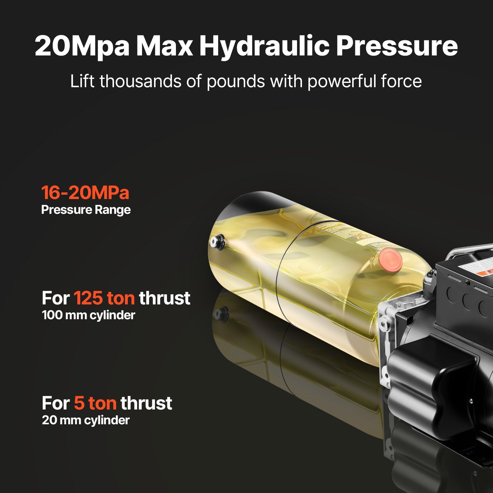 Hydraulic Pump Power Unit, AC 220V, 10 Quart Single Acting Hydraulic Unit, 6.3 L/min Oil Flow, Max Discharge Pressure 22 MPa for Dump Truck, Auto Repair Garage, Car Lifting Platforms, Black - Image 3