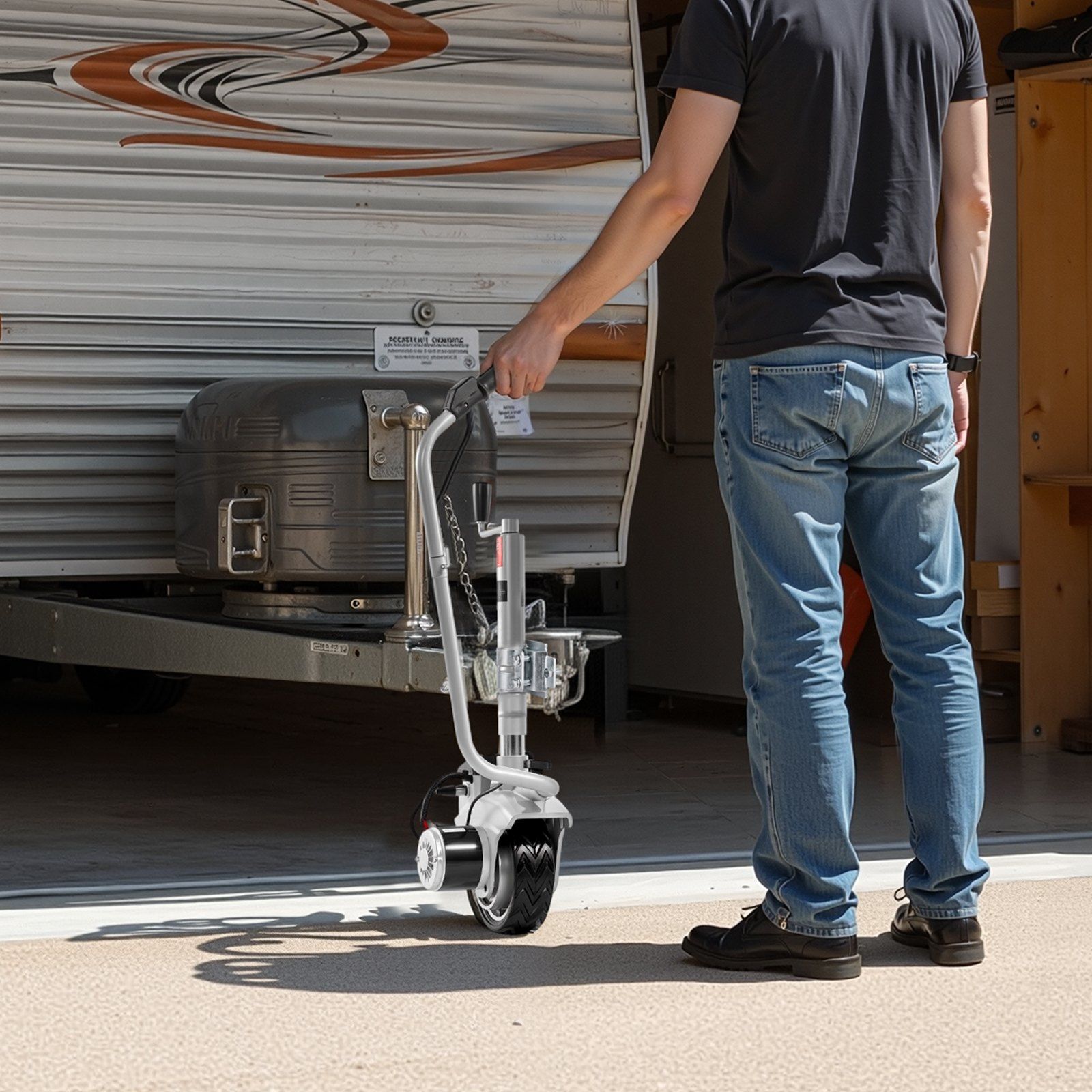 Electric Trailer Dolly, 2.5 T Towing Capacity, 380W 12V Motorized Jockey Wheel with 7 m/min Moving Speed, 31-63 cm Adjustable Clamp Height & 20.3 cm Rubber Tire, For Moving Caravan Boat - Image 8