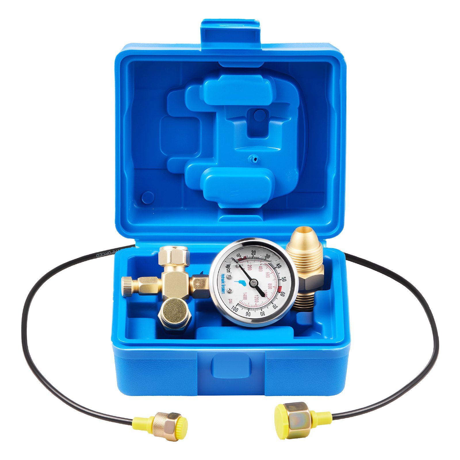 Hydraulic Nitrogen Accumulator Charging Kit, 0-100 Bar Nitrogen Fill Kit, Pressure Test System with 1 Pressure Gauge, 1 Gas Hose, 1 Valve Body and 1 CGA580 Adapter for Construction Machinery - Image 1