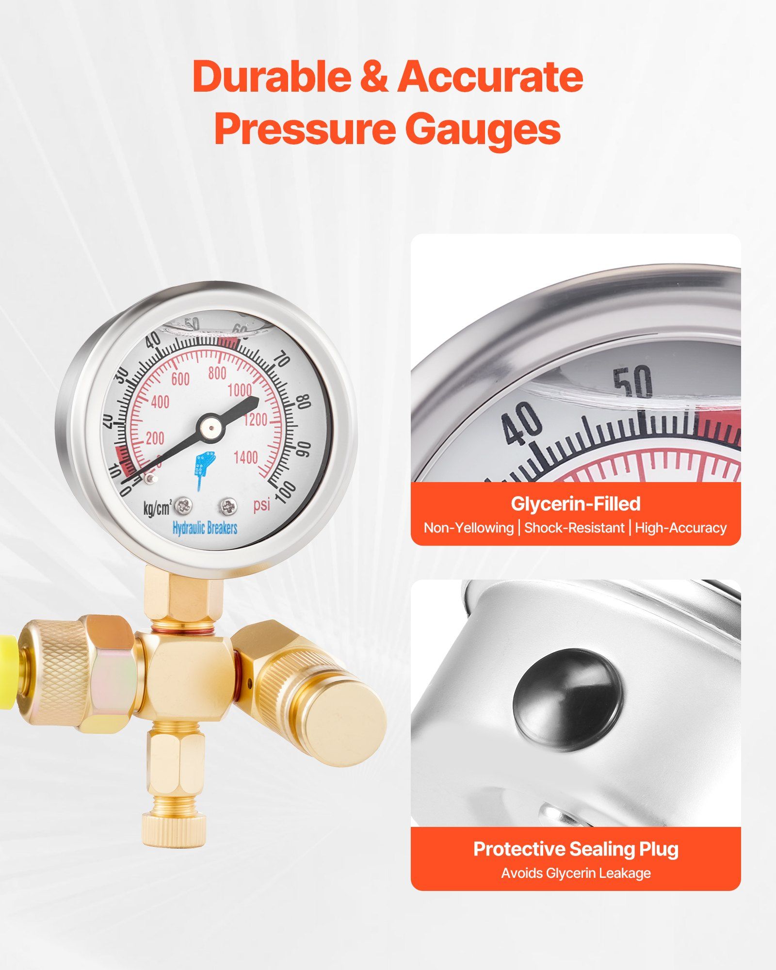 Hydraulic Nitrogen Accumulator Charging Kit, 0-100 Bar Nitrogen Fill Kit, Pressure Test System with 1 Pressure Gauge, 1 Gas Hose, 1 Valve Body and 1 CGA580 Adapter for Construction Machinery - Image 4