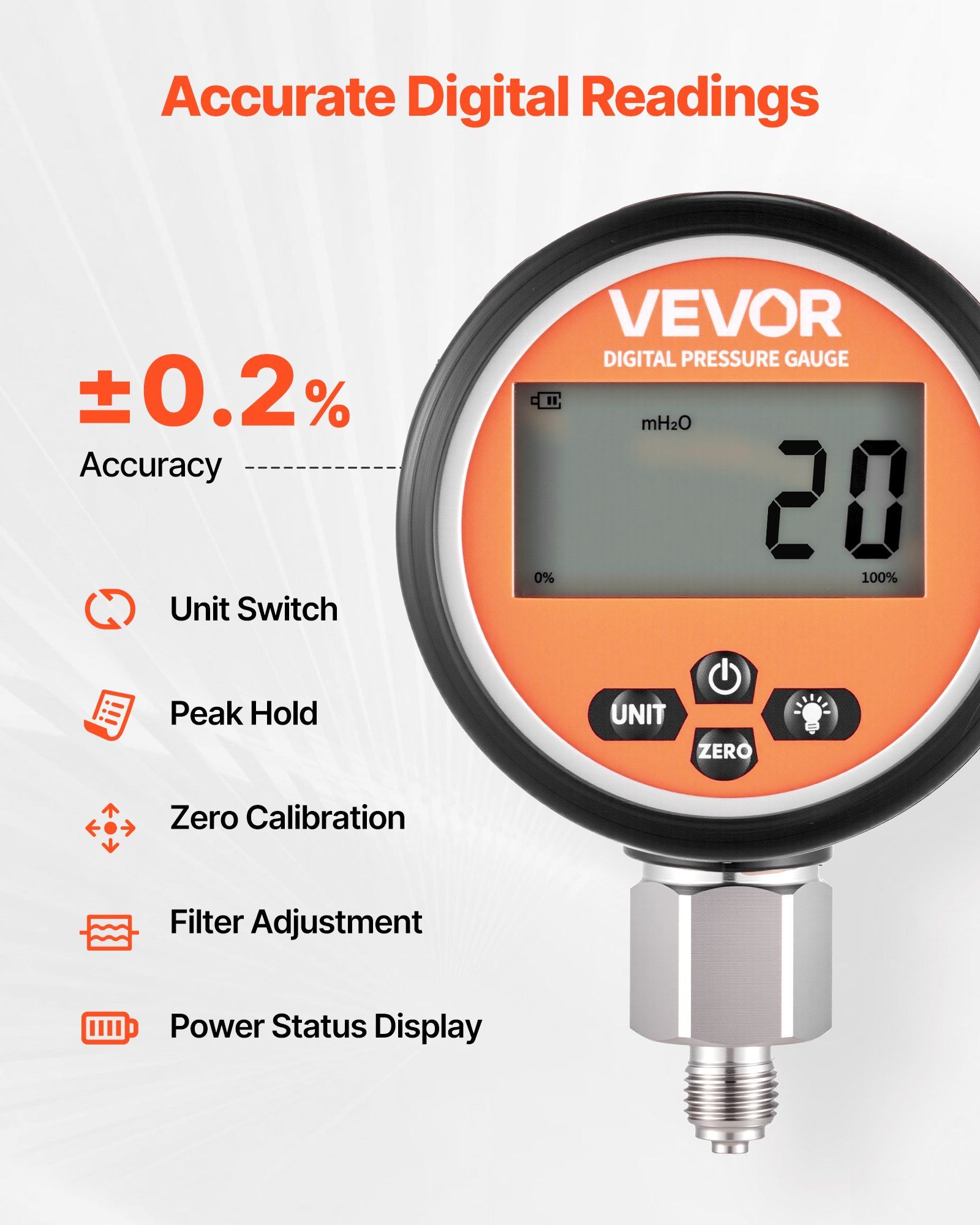 Digital Hydraulic Pressure Test Coupling Kit, 700 Bar Pressure Gauge Manometer Tester with 2 Gauges, 9 Test Couplings, 2 Quick-Release Couplers, 2 Hoses for Excavator Construction Machinery - Image 3