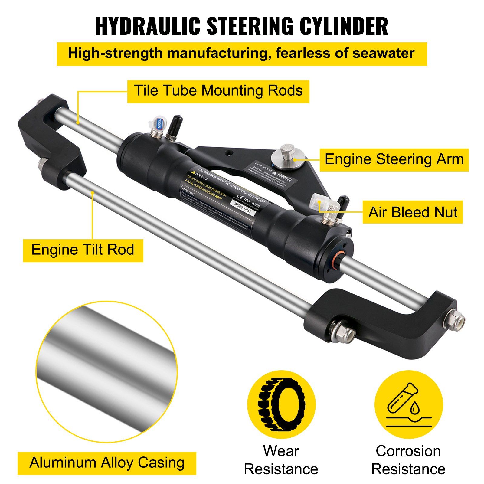 Hydraulic Boat Steering Kit, 300HP Hydraulic Steering Kit Helm Pump, Cylinder, Wheel, 24 Feet Hose Hydraulic Steering Seal Kit, Corrosion-Resistant Boat Steering System Marine Steering Kit - Image 4