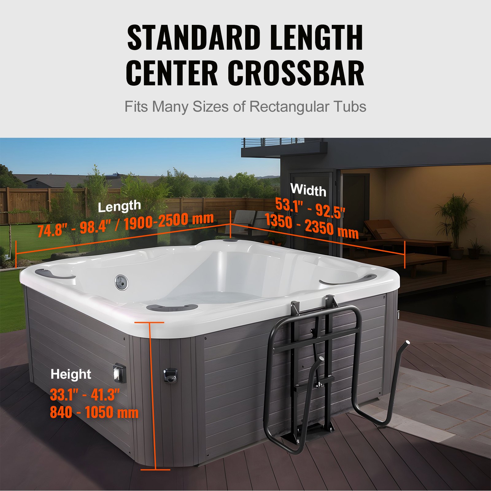 Hot Tub Cover Lift, Spa Cover Lift, Hydraulic, Height 84.07cm - 104.9cm Width 134.87cm - 234.95cm Adjustable, Installed Underneath on one Sides, Suitable for Various Sizes of Hot Tubs, Spa - Image 3