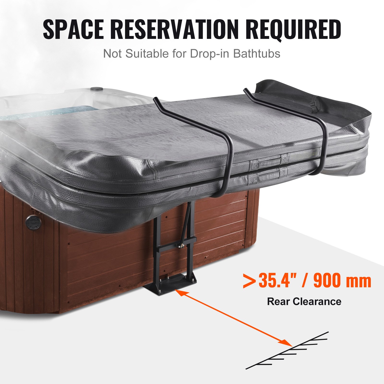 Hot Tub Cover Lift, Spa Cover Lift, Hydraulic, Height 84.07cm - 104.9cm Width 134.87cm - 234.95cm Adjustable, Installed Underneath on one Sides, Suitable for Various Sizes of Hot Tubs, Spa - Image 6