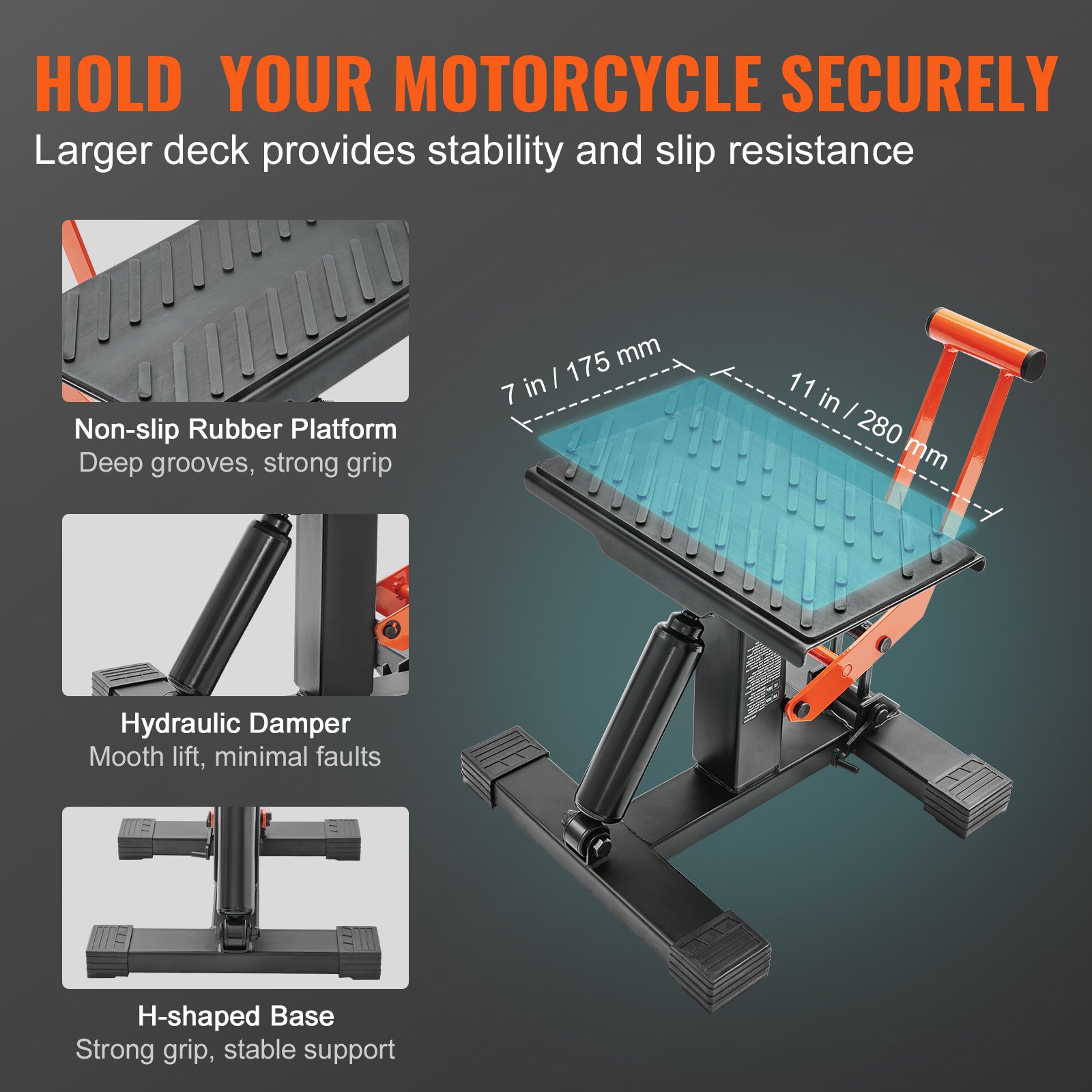 Dirt Bike Lift Stand, Motorcycle Jack Lift Stand 440 lbs Capacity and Hydraulic Lift Operation, Adjustable Height Hoist Table, for Dirt Pit Bike Repair, Maintenance, Dirt Bike Accessories - Image 3