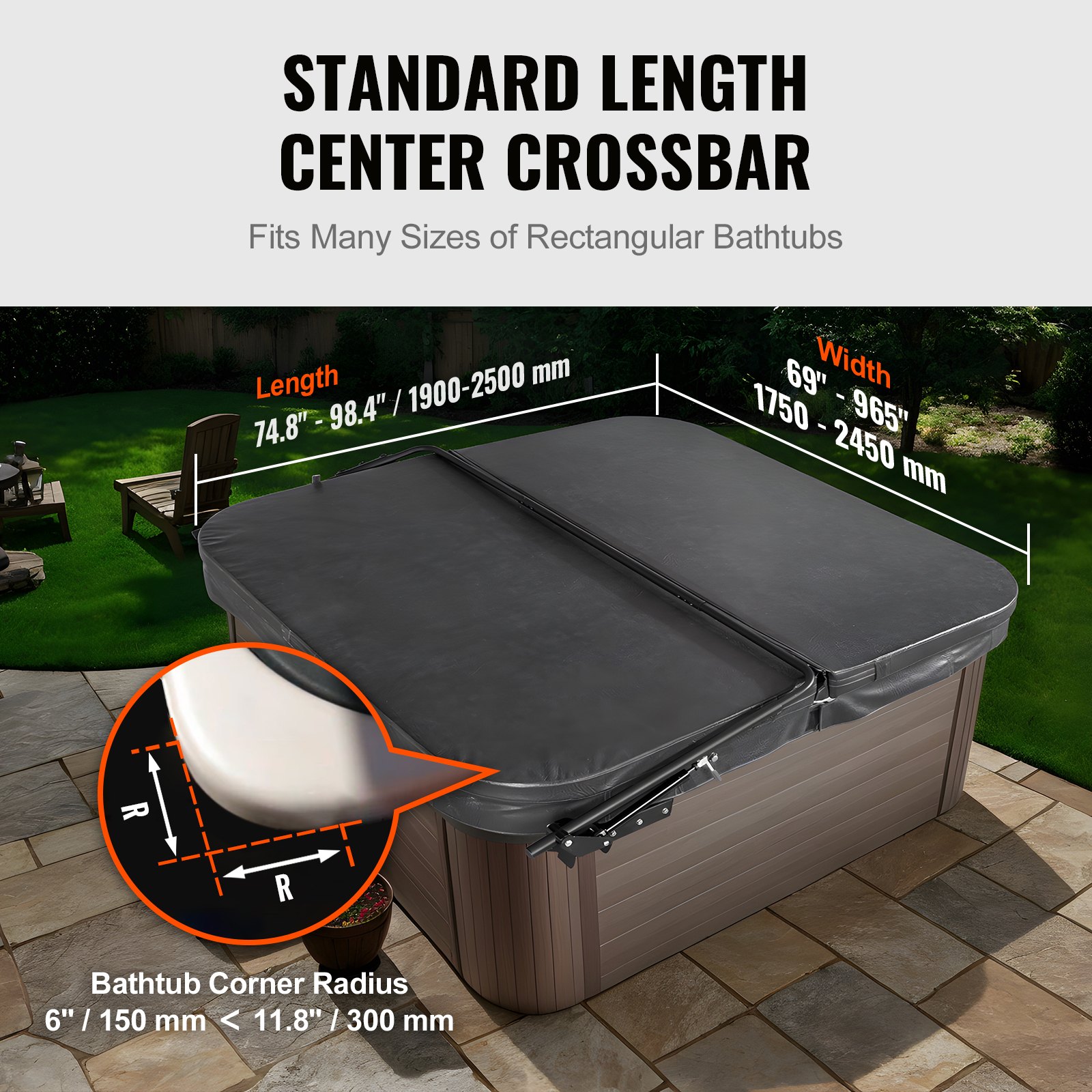 Hot Tub Cover Lift, Spa Cover Lift, Hydraulic, Width 175.26cm - 254.11cm Adjustable, Installed on Both Sides at the Top, Suitable for Various Sizes of Rectangular Bathtubs, Hot Tubs, Spa - Image 3