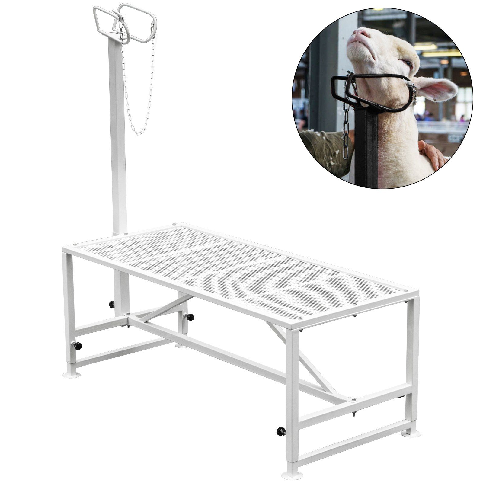 Livestock Stand 51x23 inches, Trimming Stand with Straight Head Piece, Goat Trimming Stand Metal Frame Sheep Shearing Stand Livestock Trimming Stands - Image 1