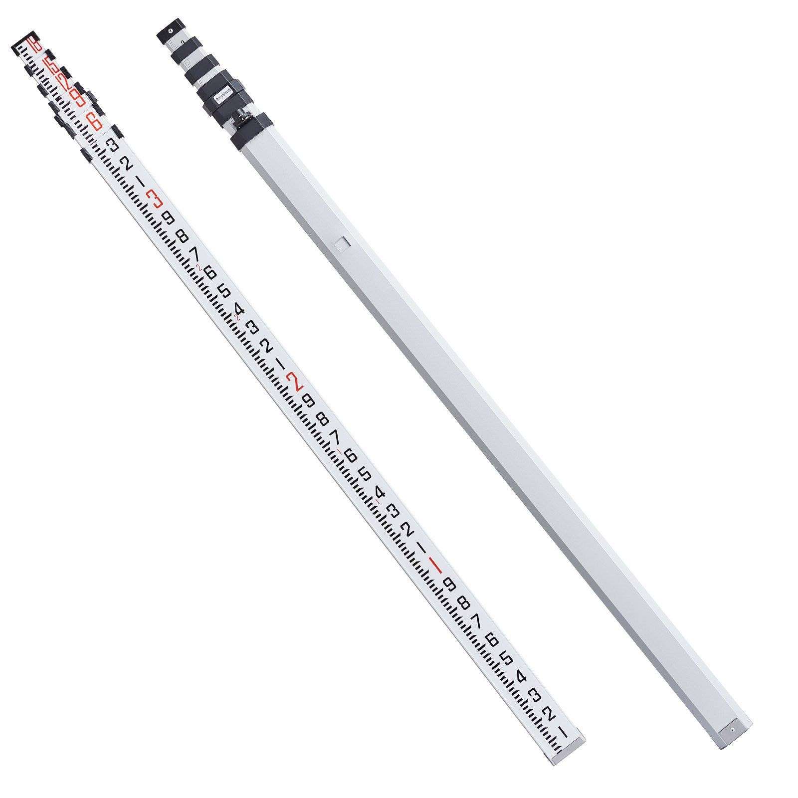 Aluminum Grade Rod, 18-Feet/10ths 6 Sections Telescopic Measuring Rod,Double-Sided Scale 1/10ft Leveling Rod Stick,Aluminum Alloy Survey Rod w/ Bubble Level &Carrying Bag for Houses,Walls,Floors - Image 1