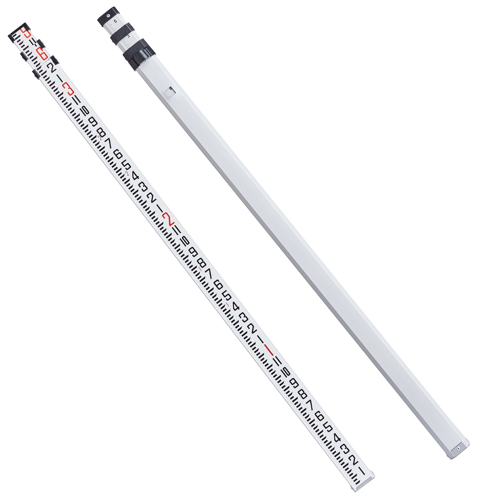 Aluminum Grade Rod, 9-Feet/8ths 3 Sections Telescopic Measuring Rod, Double-Sided Scale 1/8in Leveling Rod Stick,Aluminum Alloy Survey Rod with Bubble Level &Carrying Bag for Houses,Walls,Floors - Image 1