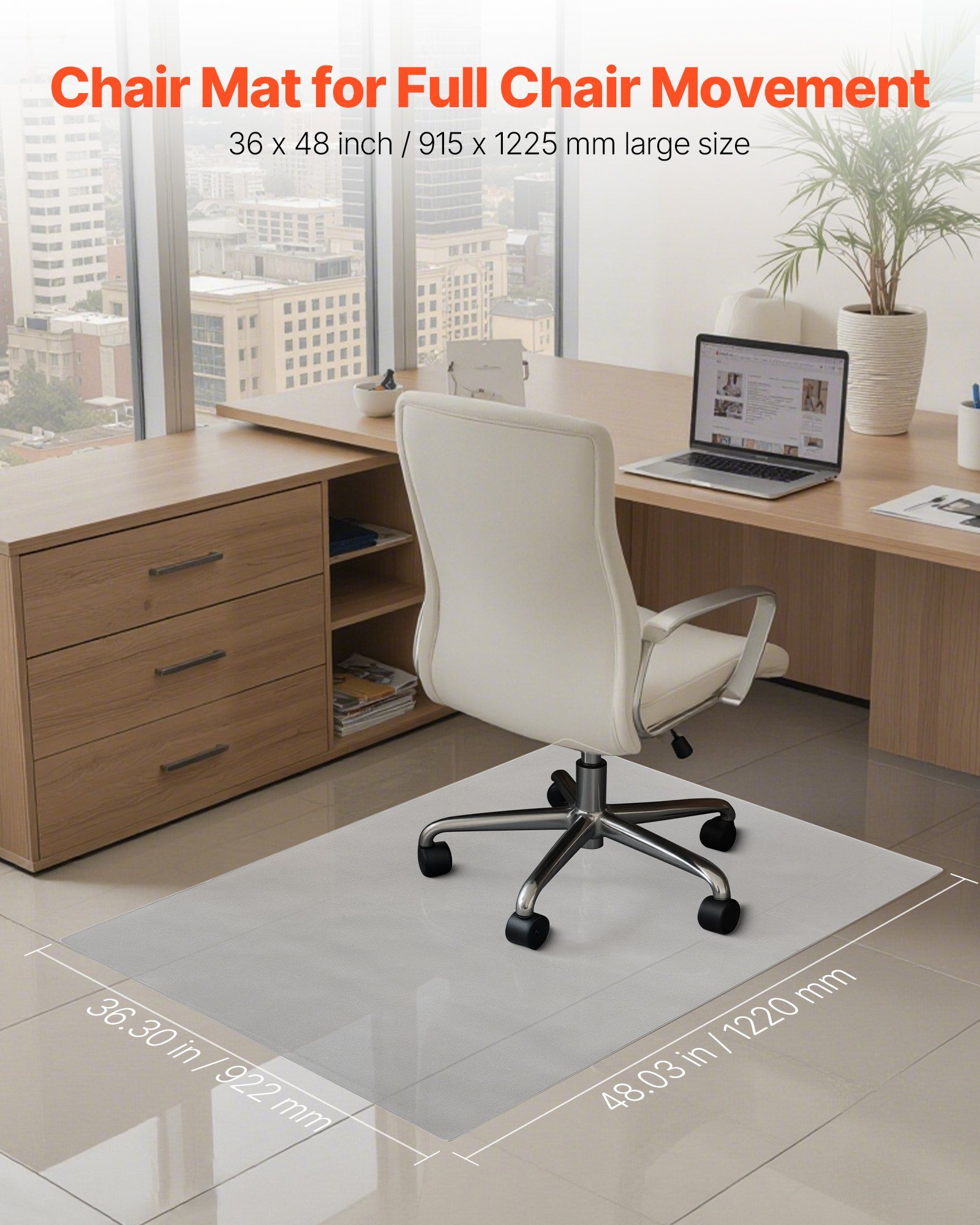 Chair Mat, 915 x 1225 mm Transparent Office Chair Mat for Hard Floors, Floor Protector for Rolling Chairs, Non-Slip & Easy to Clean, Smooth Glide Under Desk Rug for Home Office (Rectangular) - Image 2