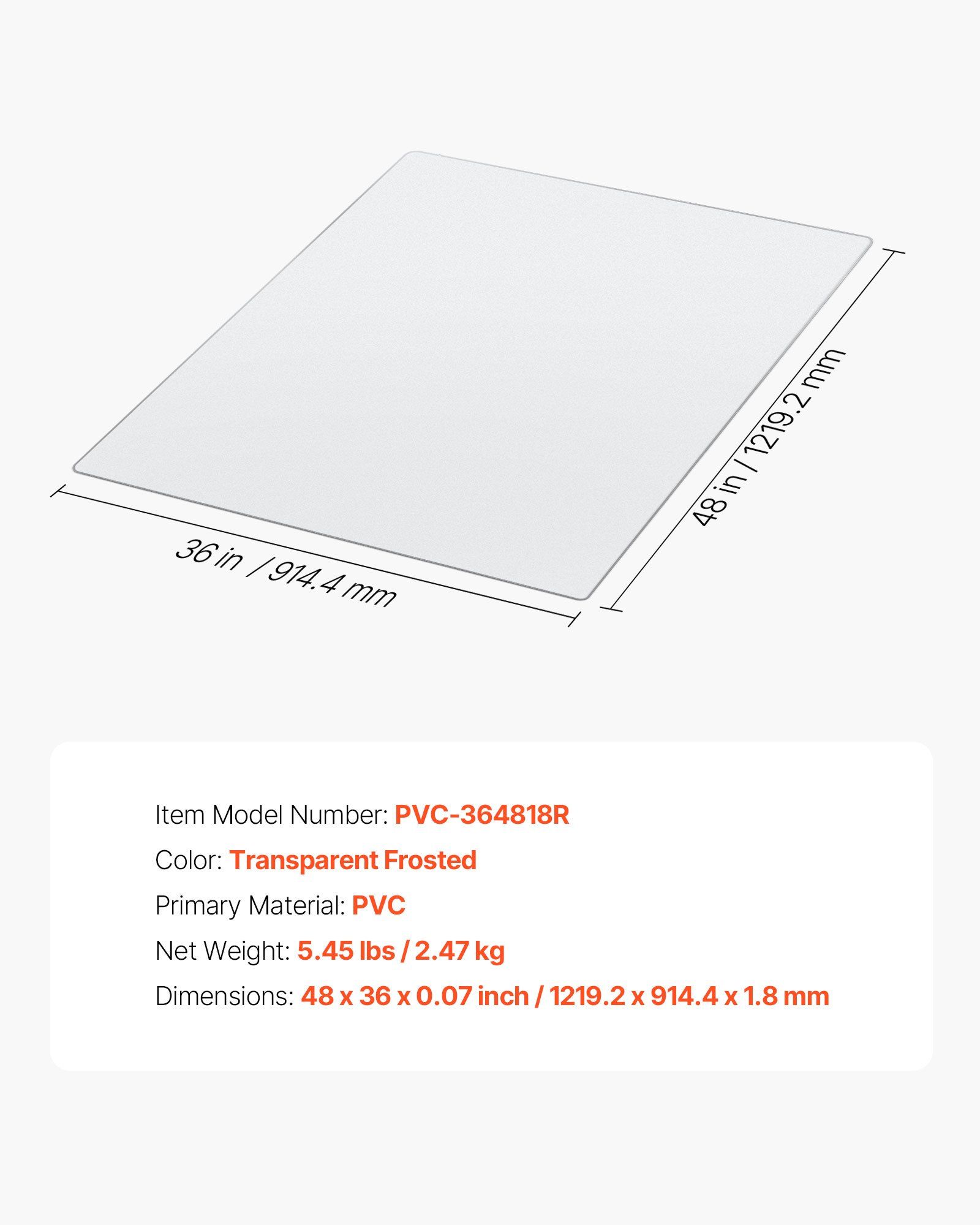 Chair Mat, 915 x 1225 mm Transparent Office Chair Mat for Hard Floors, Floor Protector for Rolling Chairs, Non-Slip & Easy to Clean, Smooth Glide Under Desk Rug for Home Office (Rectangular) - Image 7