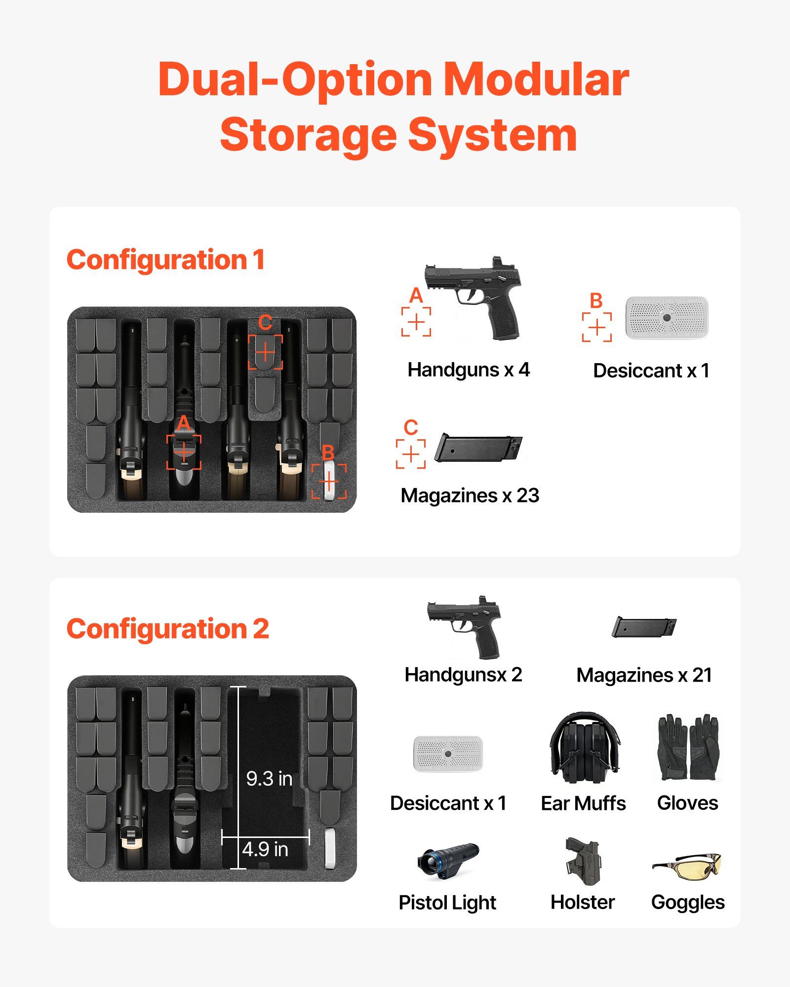 Hard Pistol Case, Heavy Duty Hard Gun Case with XPE Foam Lining, Waterproof Pistol Storage Box with Customizable Interior & Handle for Gun, Lenses, Camera, Gear, TSA Compliant, 404x319x192 mm - Image 2
