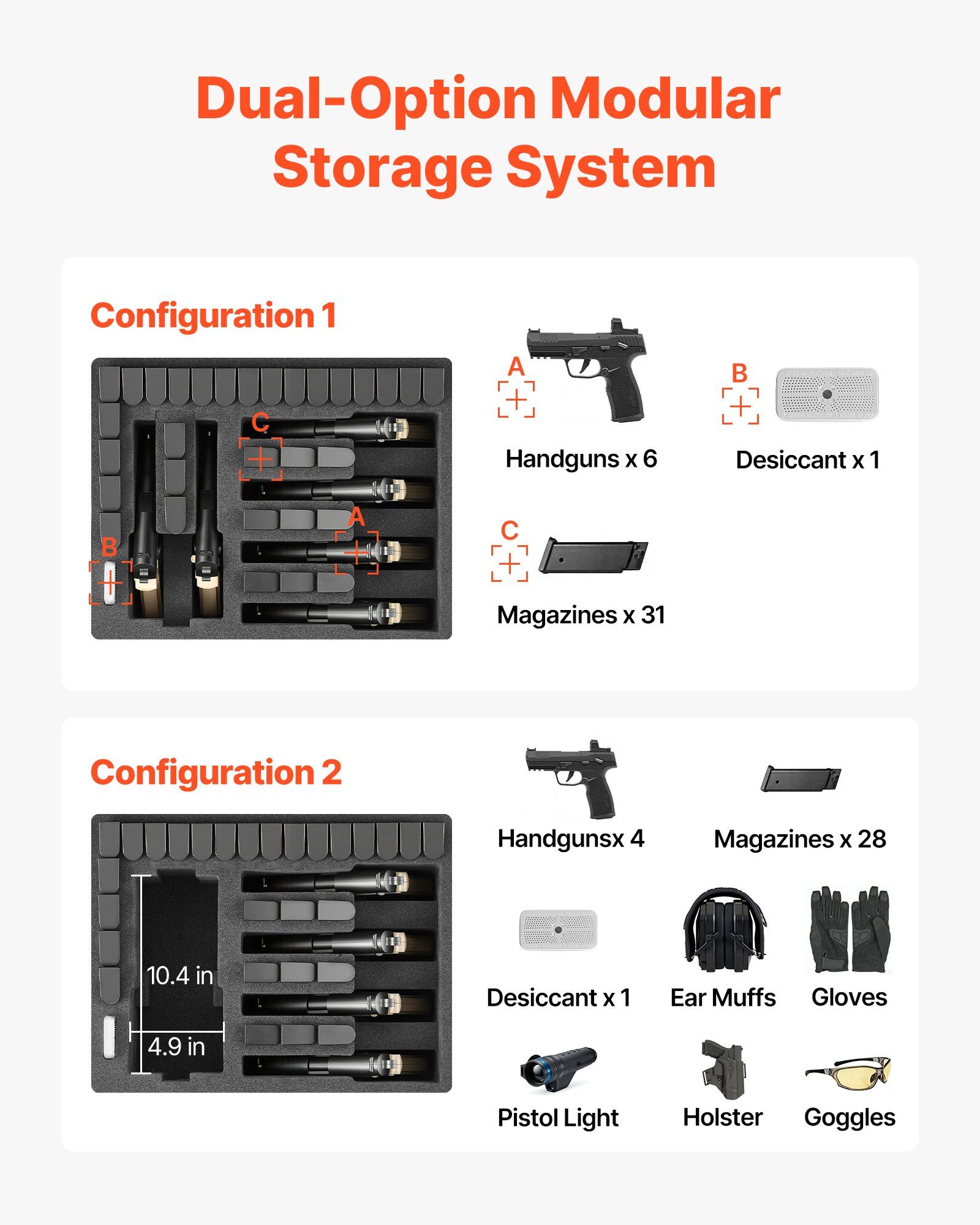 Hard Pistol Case, Heavy Duty Hard Gun Case with XPE Foam Interior, Waterproof Pistol Storage Box with Customizable Lining & Handle for Gun, Lenses, Camera, Gear, TSA Compliant, 475x415x215 mm - Image 2