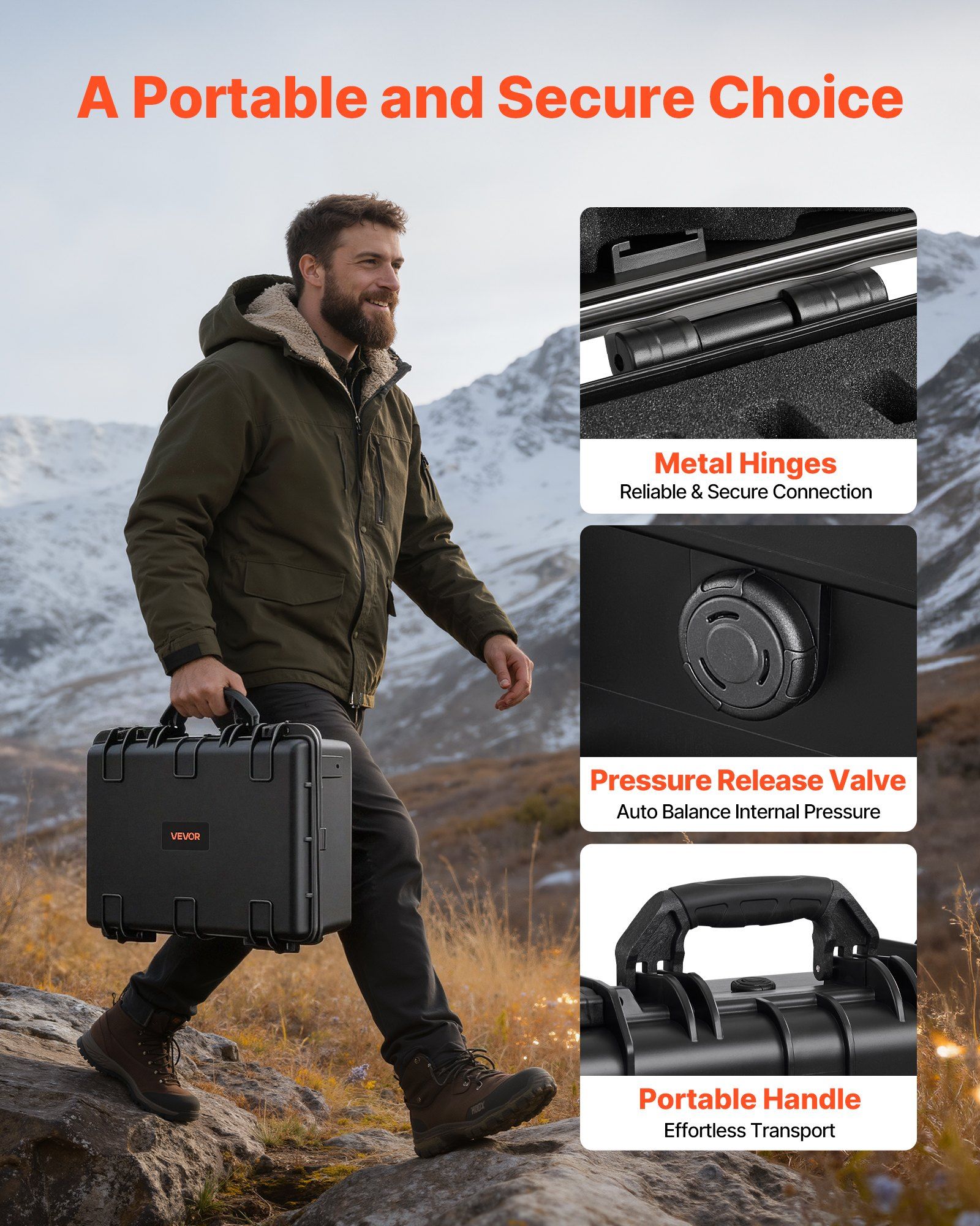Hard Pistol Case, Heavy Duty Hard Gun Case with XPE Foam Lining, Waterproof Pistol Storage Box with Customizable Interior & Handle for Gun, Lenses, Camera, Gear, TSA Compliant, 475x415x215 mm - Image 7