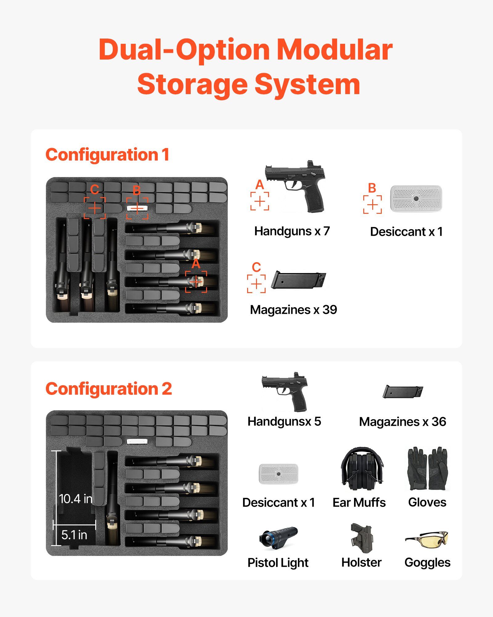 Hard Pistol Case, Heavy Duty Hard Gun Case with XPE Foam Lining, Waterproof Pistol Storage Box with Customizable Interior & Handle for Gun, Lenses, Camera, Gear, TSA Compliant, 491x434x211 mm - Image 2
