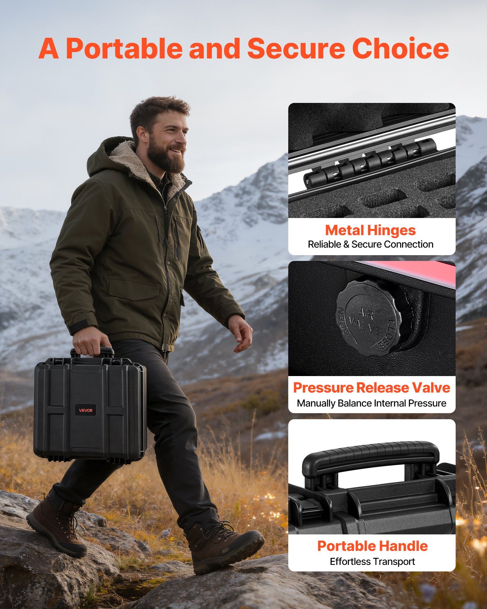 Hard Pistol Case, Heavy Duty Hard Gun Case with XPE Foam Lining, Waterproof Pistol Storage Box with Customizable Interior & Handle for Gun, Lenses, Camera, Gear, TSA Compliant, 491x434x211 mm - Image 7