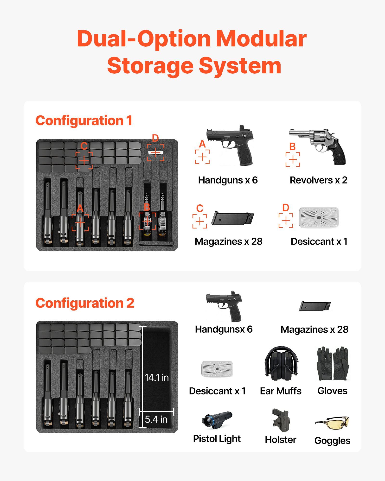 Hard Pistol Case, Heavy Duty Hard Gun Case with XPE Foam Lining, Waterproof Pistol Storage Box with Customizable Interior & Handle for Gun, Lenses, Camera, Gear, TSA Compliant, 556x455x225 mm - Image 2